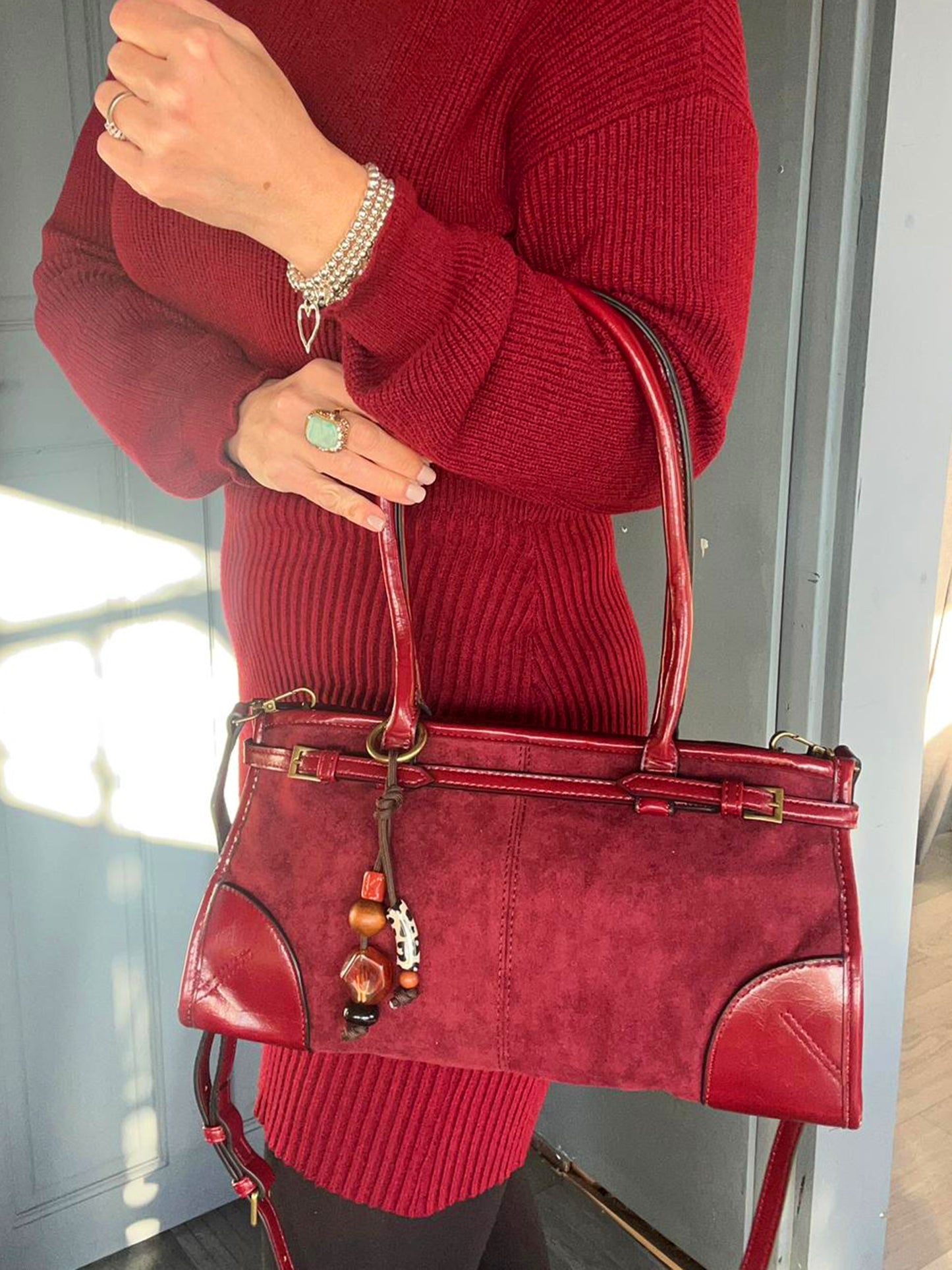 Cassie - Faux Suede Baguette Crossbody / Shoulder Bag