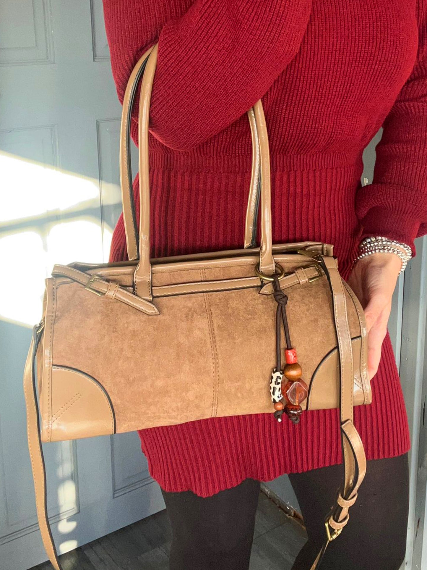 Cassie - Faux Suede Baguette Crossbody / Shoulder Bag