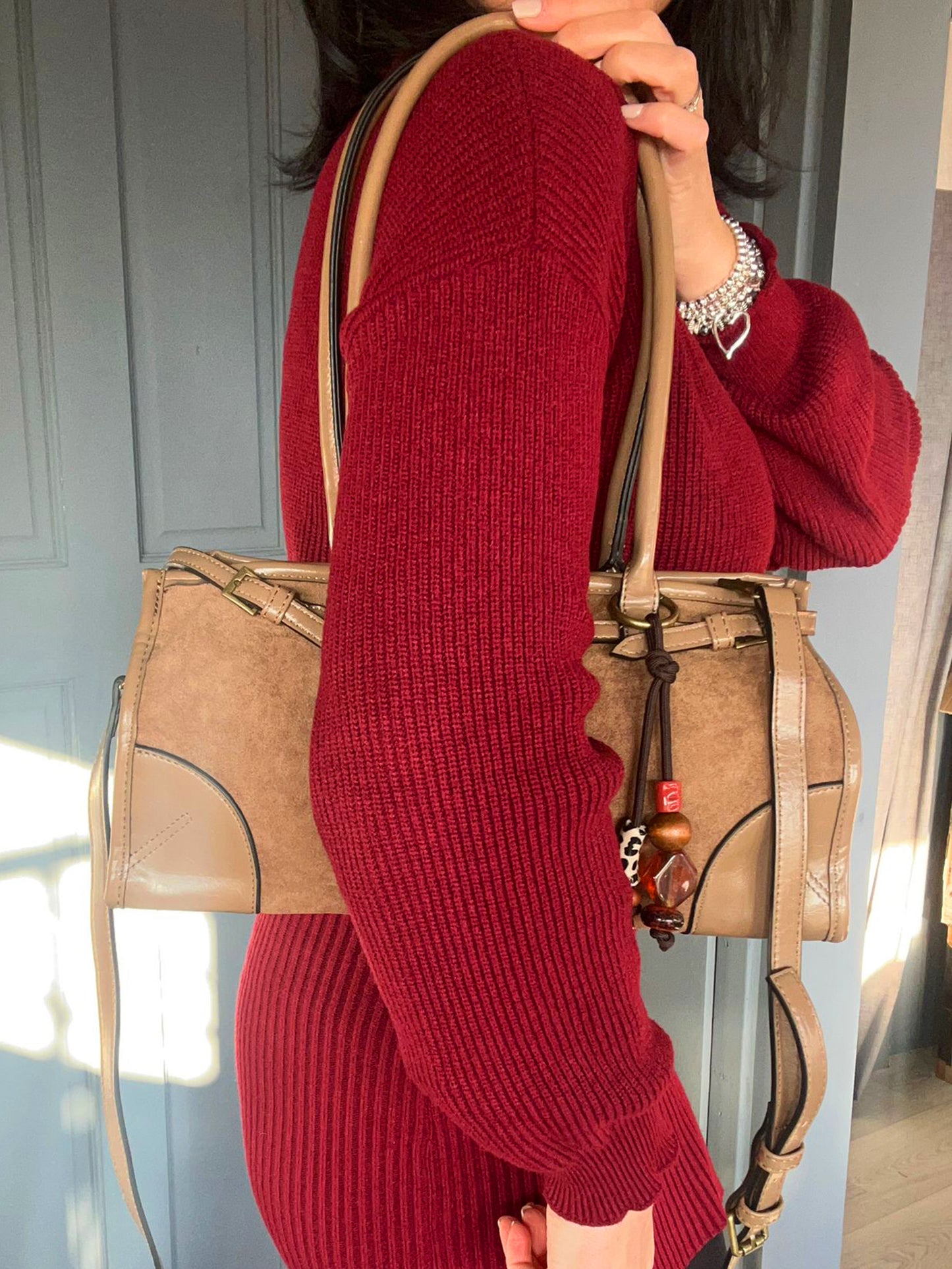 Cassie - Faux Suede Baguette Crossbody / Shoulder Bag