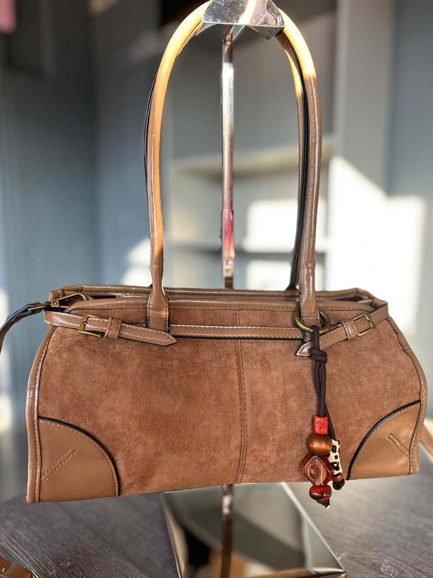 Cassie - Faux Suede Baguette Crossbody / Shoulder Bag