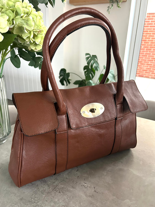 Anna - Tan Leather-look Large Shoulder Bag