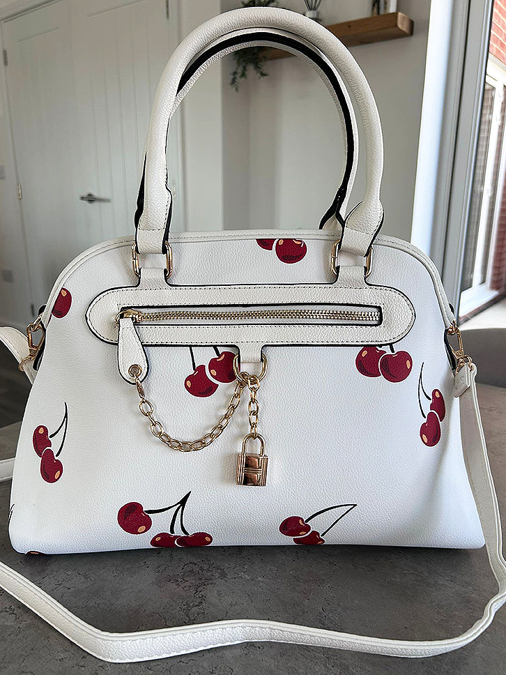 Cherry - Faux Leather Large Handbag
