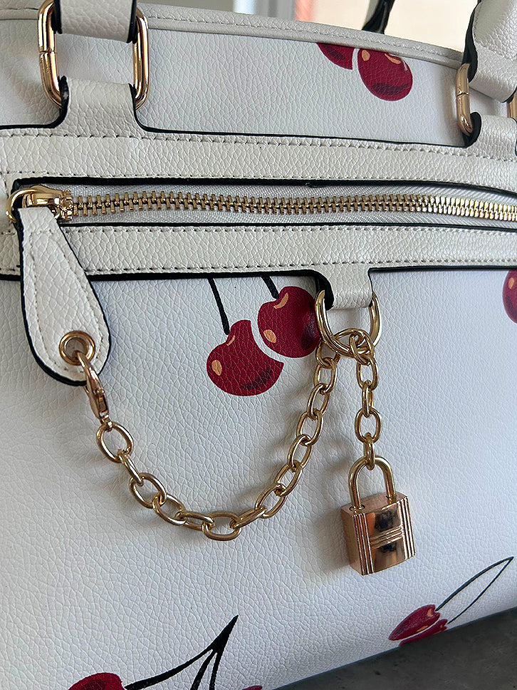 Cherry - Faux Leather Large Handbag