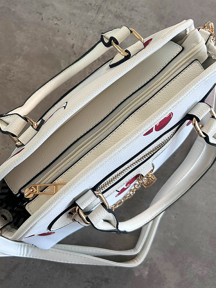 Cherry - Faux Leather Large Handbag