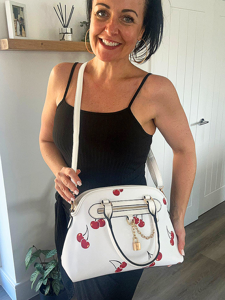 Cherry - Faux Leather Large Handbag