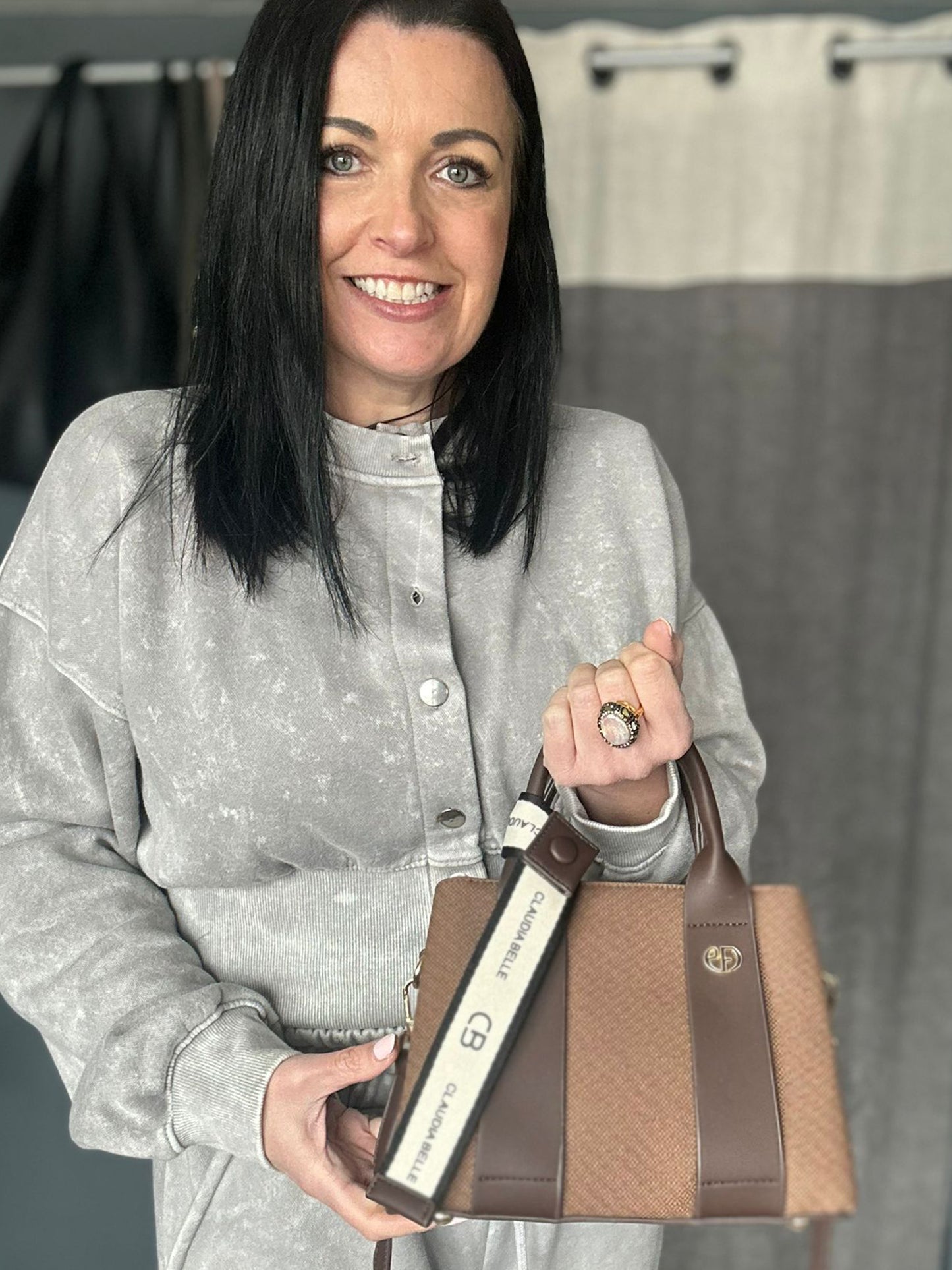 Claudia - Small Grab Handle Bag With Bag Tie