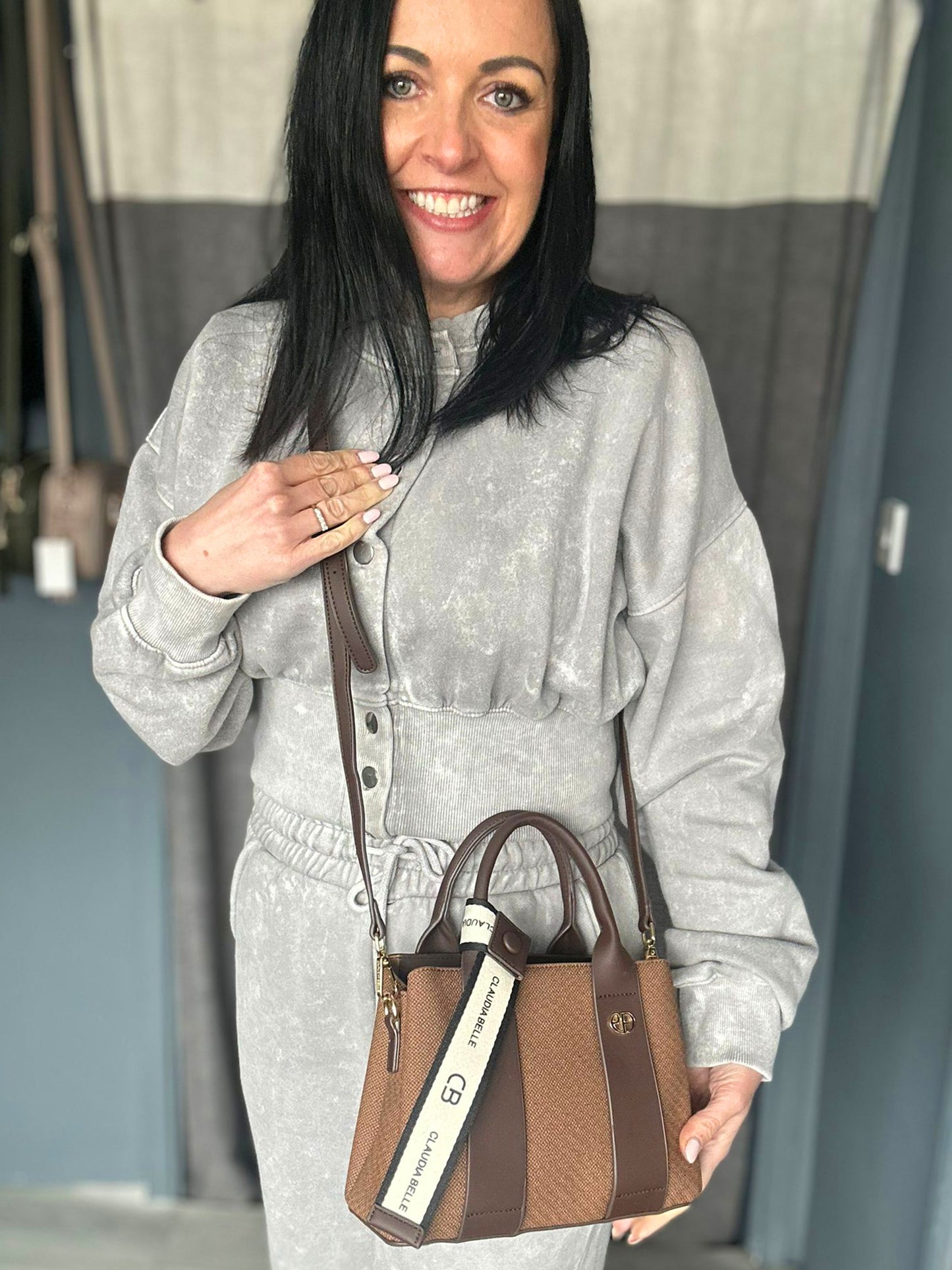 Claudia - Small Grab Handle Bag With Bag Tie