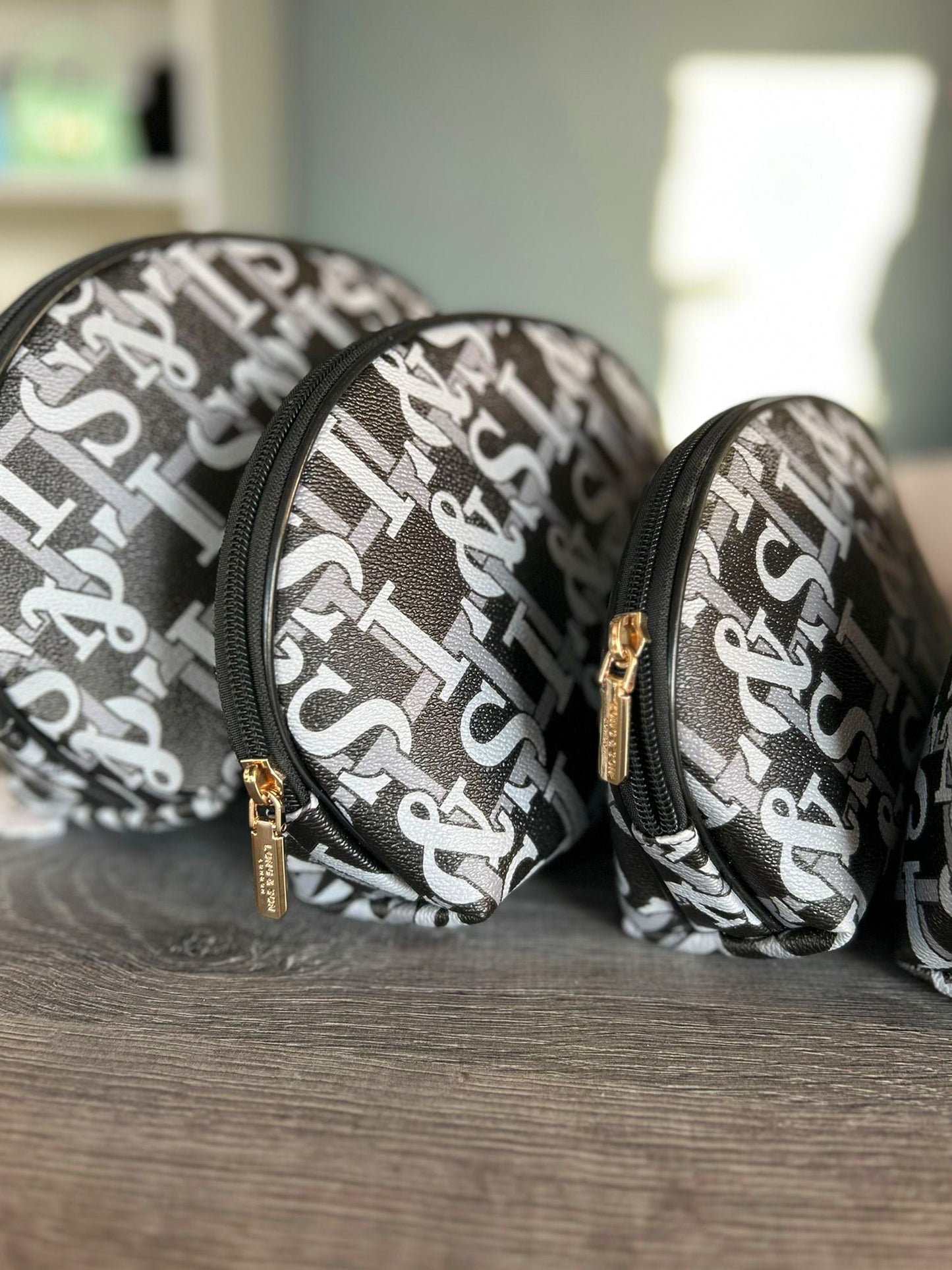 Cosmetic Bags - Set of 5 Faux Leather Bags