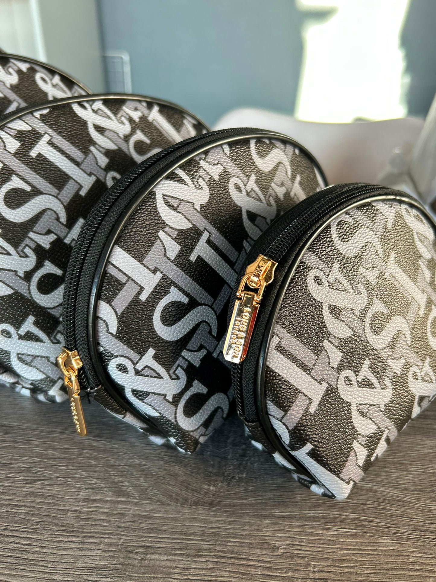 Cosmetic Bags - Set of 5 Faux Leather Bags