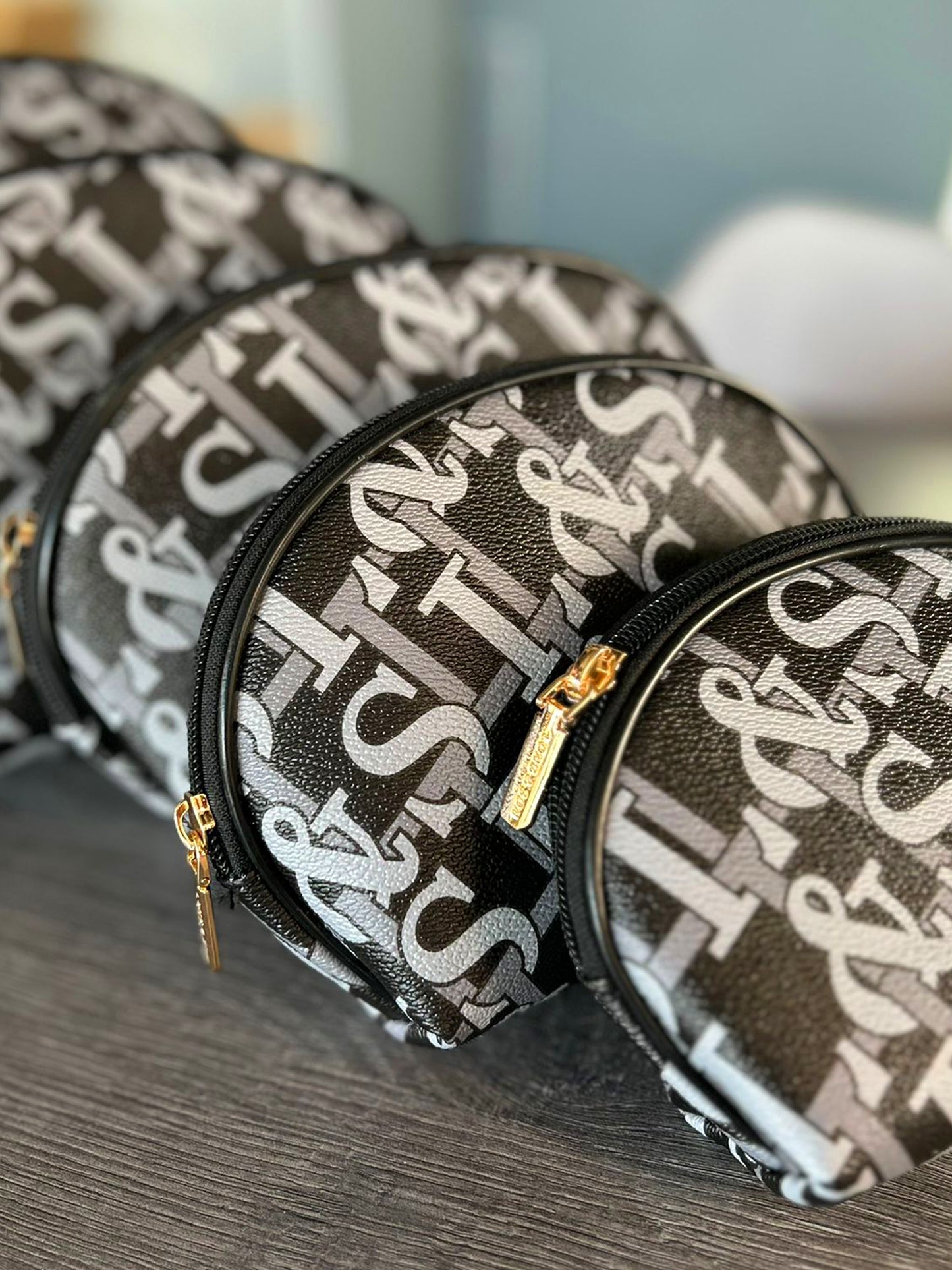 Cosmetic Bags - Set of 5 Faux Leather Bags