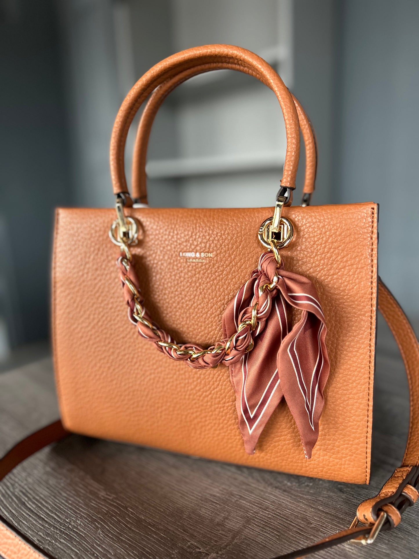 Charlotte - Handbag with chain & scarf detail
