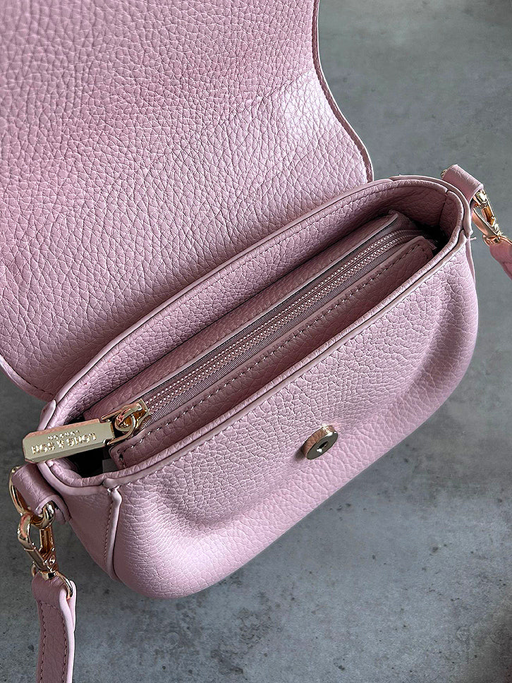 Elisa - Faux Leather Oval Small Grab Handle Bag