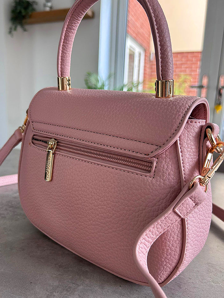 Elisa - Faux Leather Oval Small Grab Handle Bag