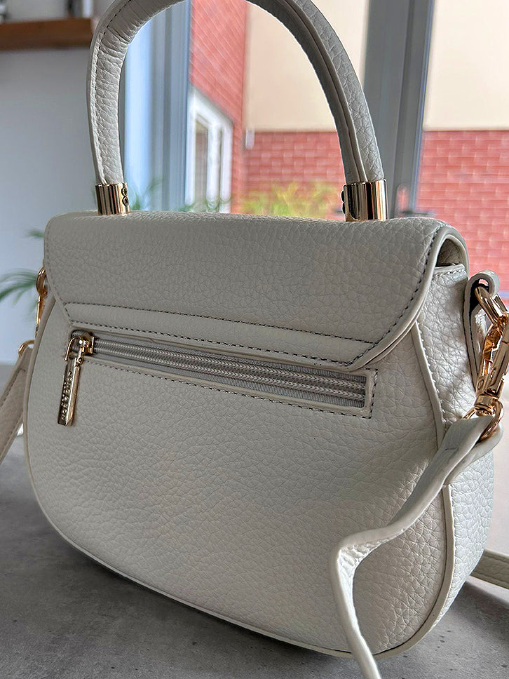 Elisa - Faux Leather Oval Small Grab Handle Bag