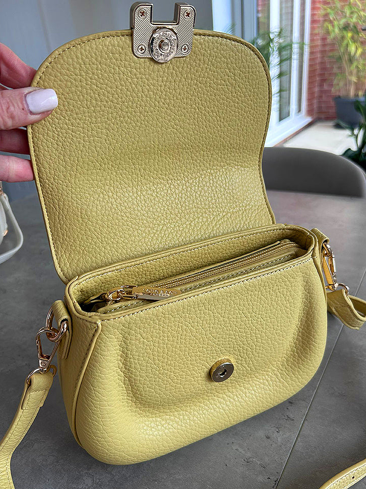Elisa - Faux Leather Oval Small Grab Handle Bag
