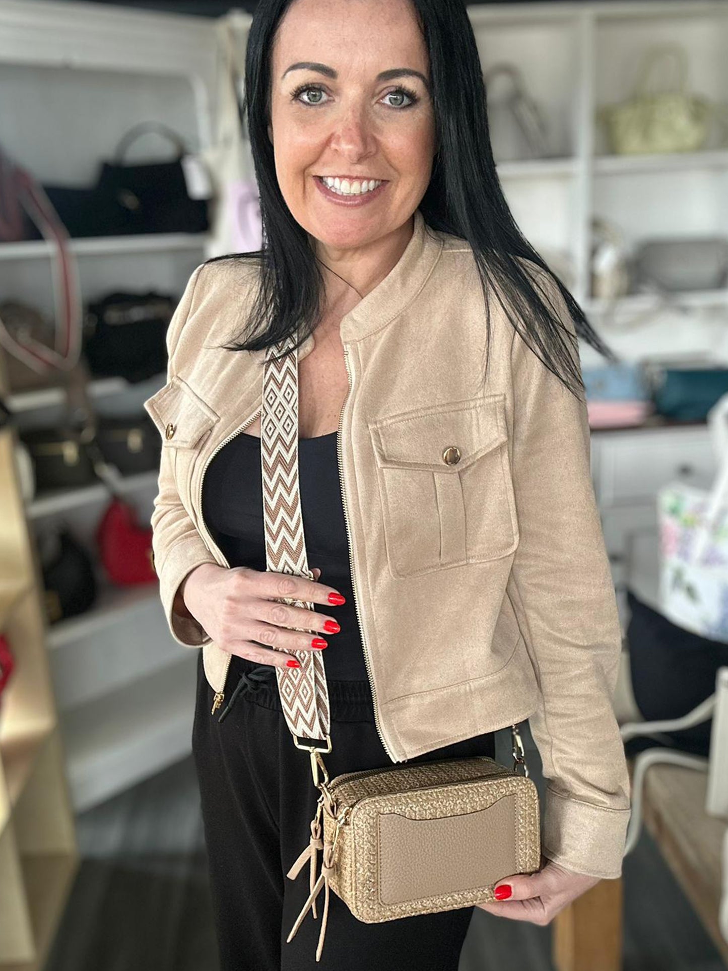 Esther - Woven/Rattan Effect Small Camera Bag