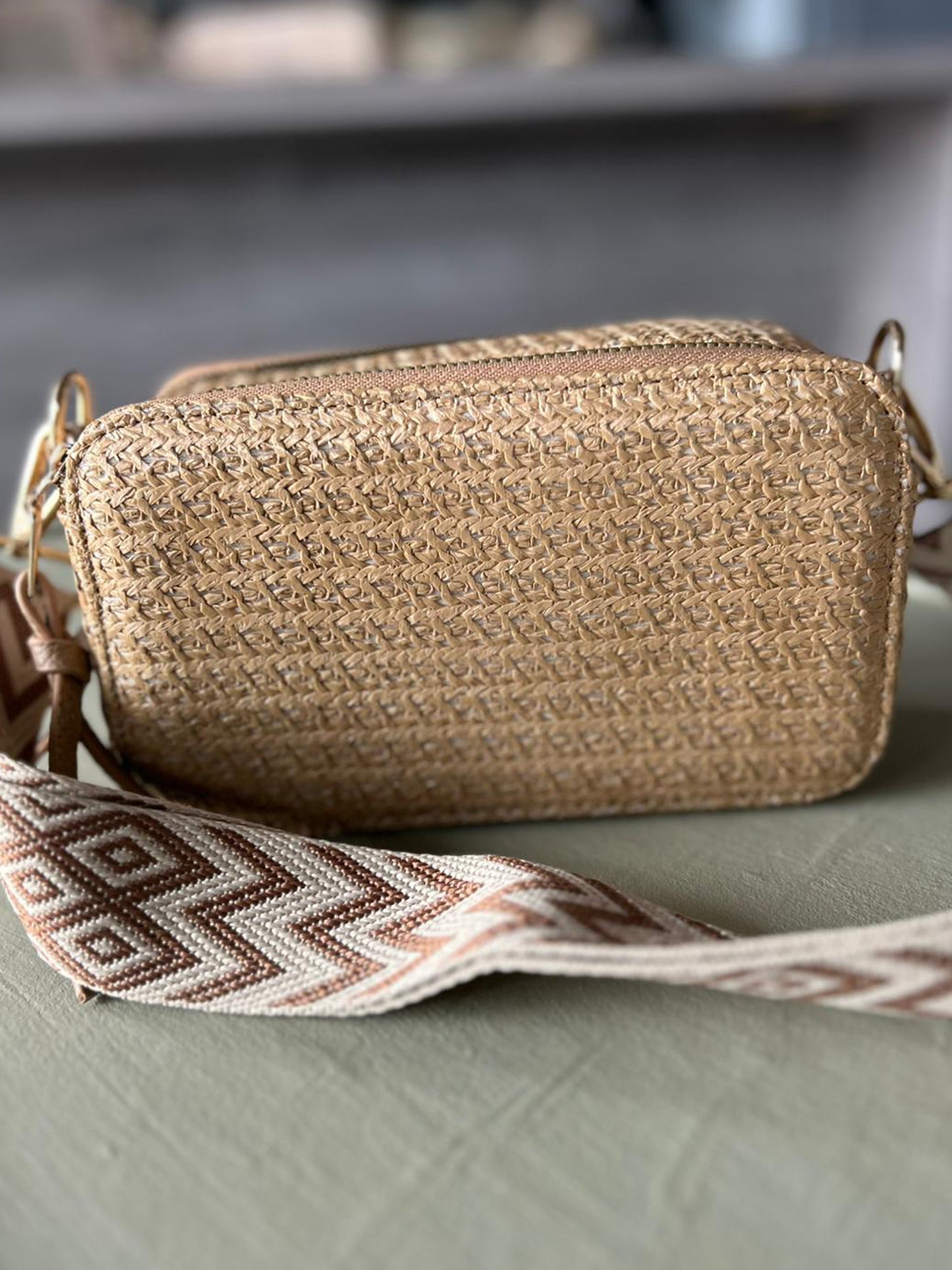 Esther - Woven/Rattan Effect Small Camera Bag