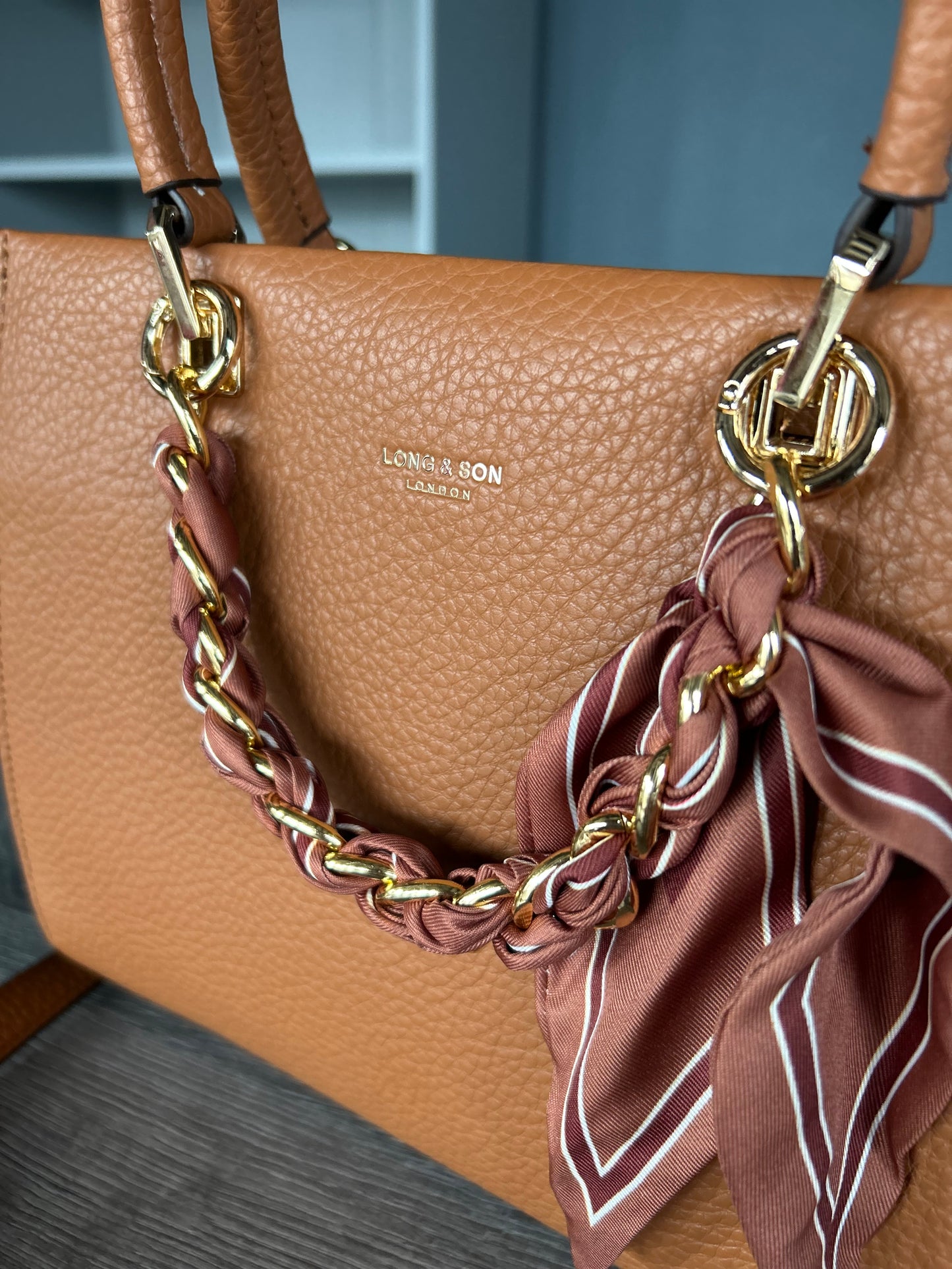 Charlotte - Handbag with chain & scarf detail
