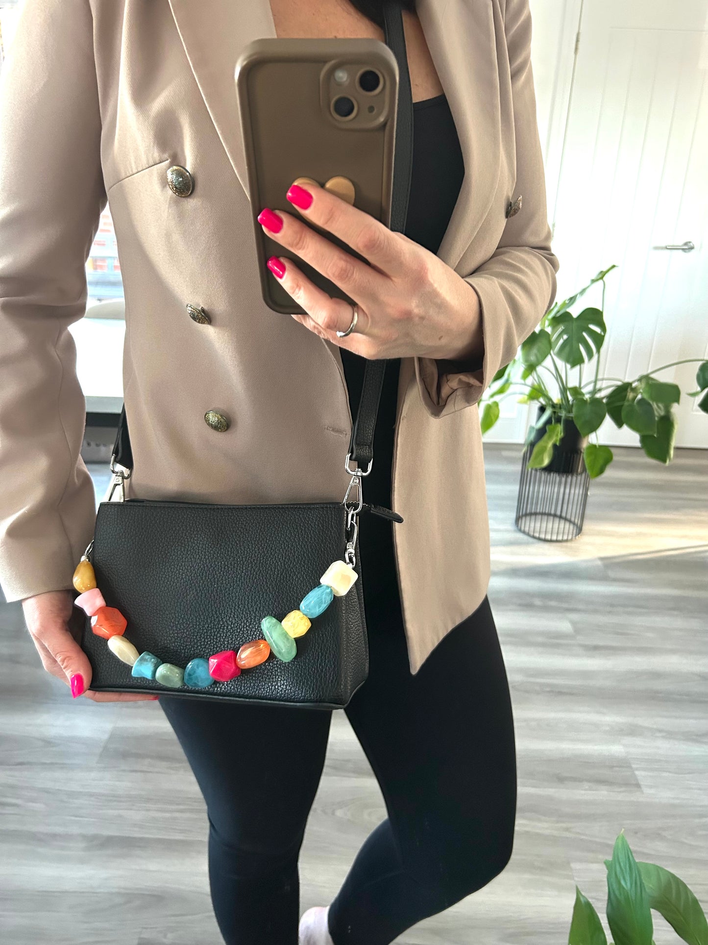 Connie - Small handbag with jewelled short strap