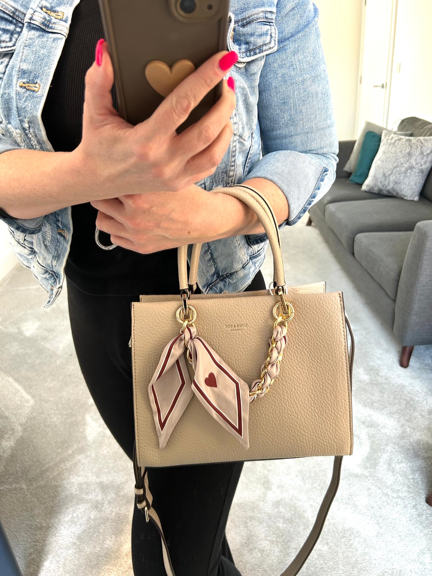 Charlotte - Handbag with chain & scarf detail