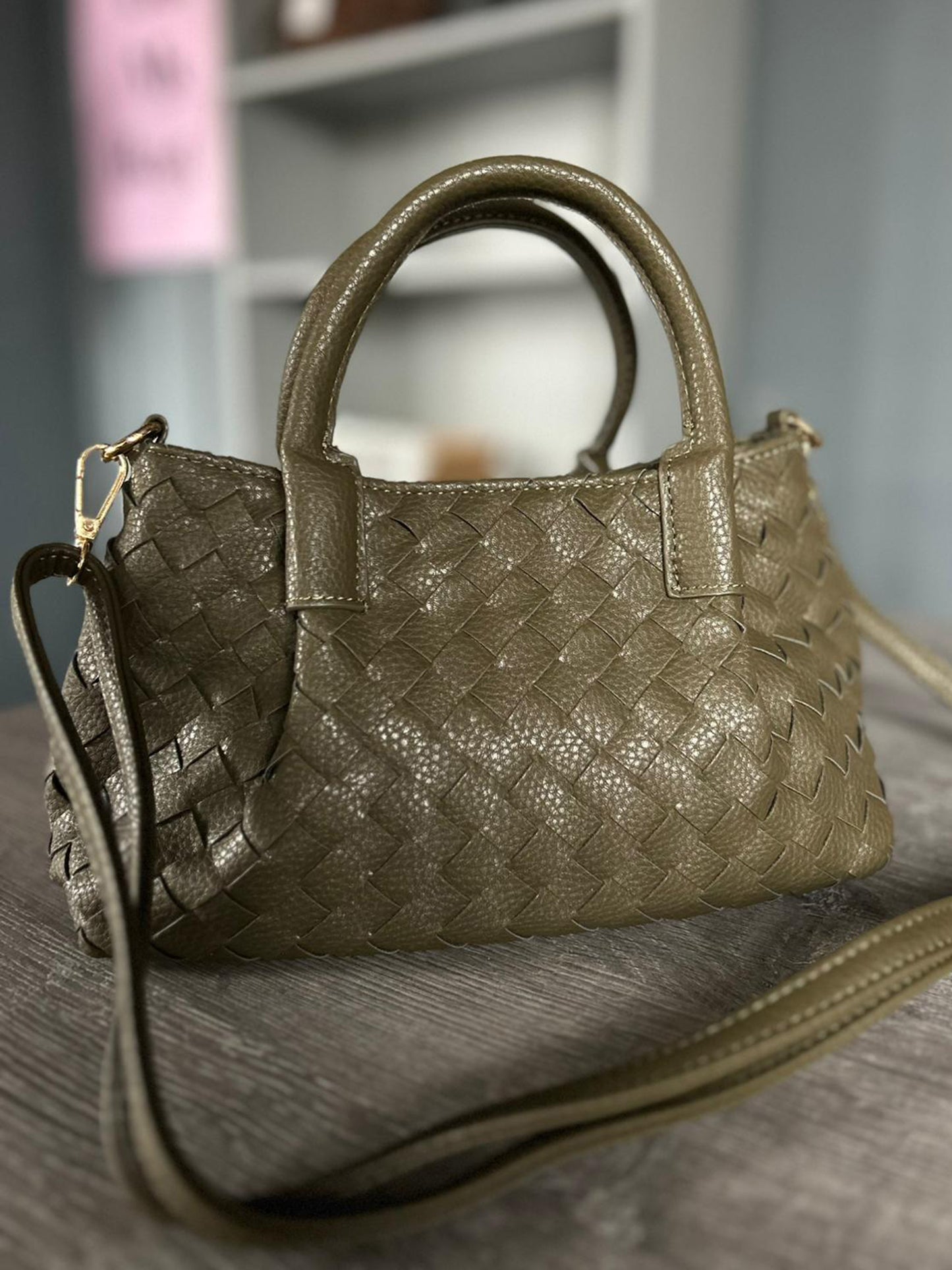 Francesca  - Faux Leather Small Woven Bag
