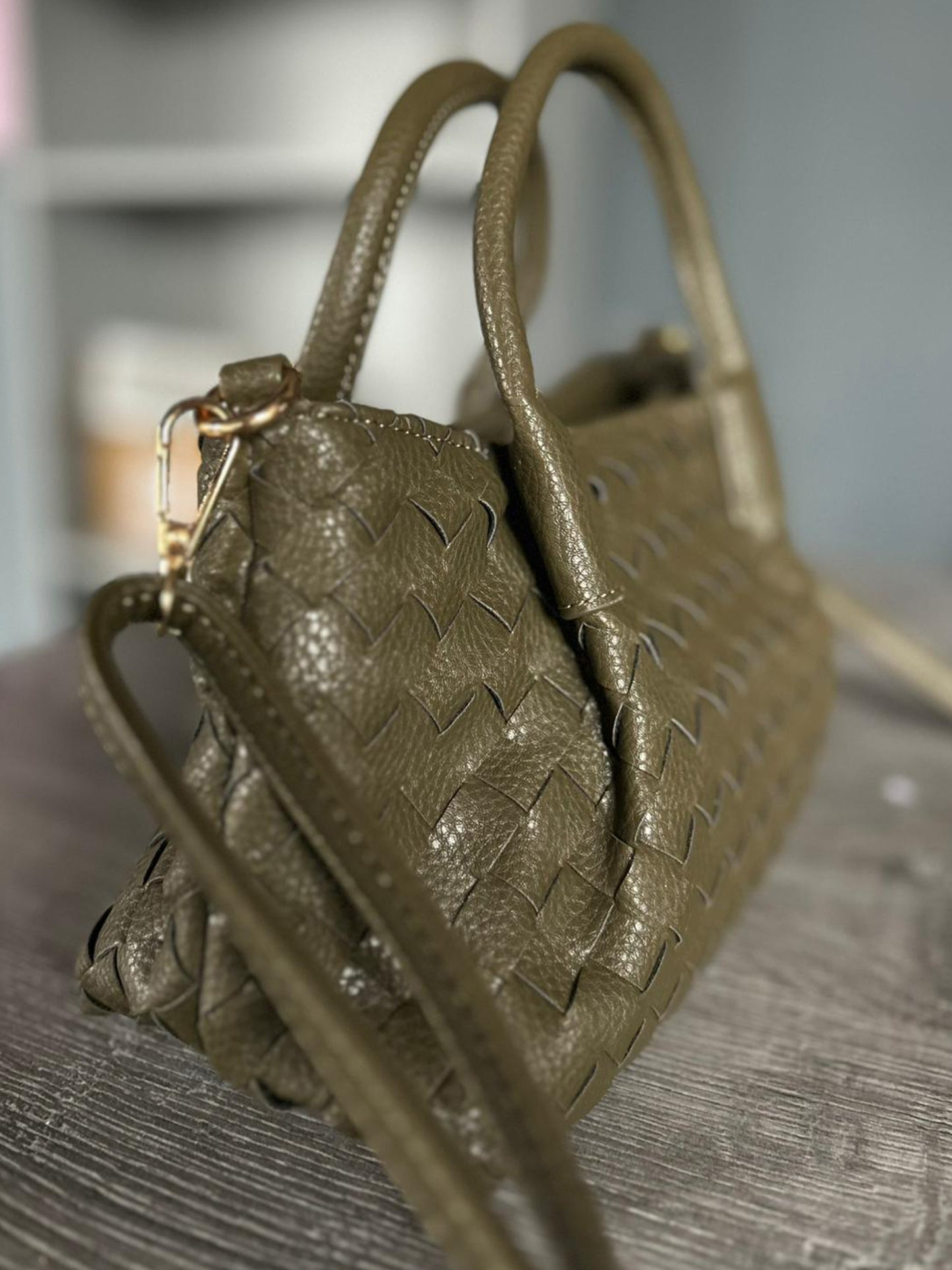 Francesca  - Faux Leather Small Woven Bag