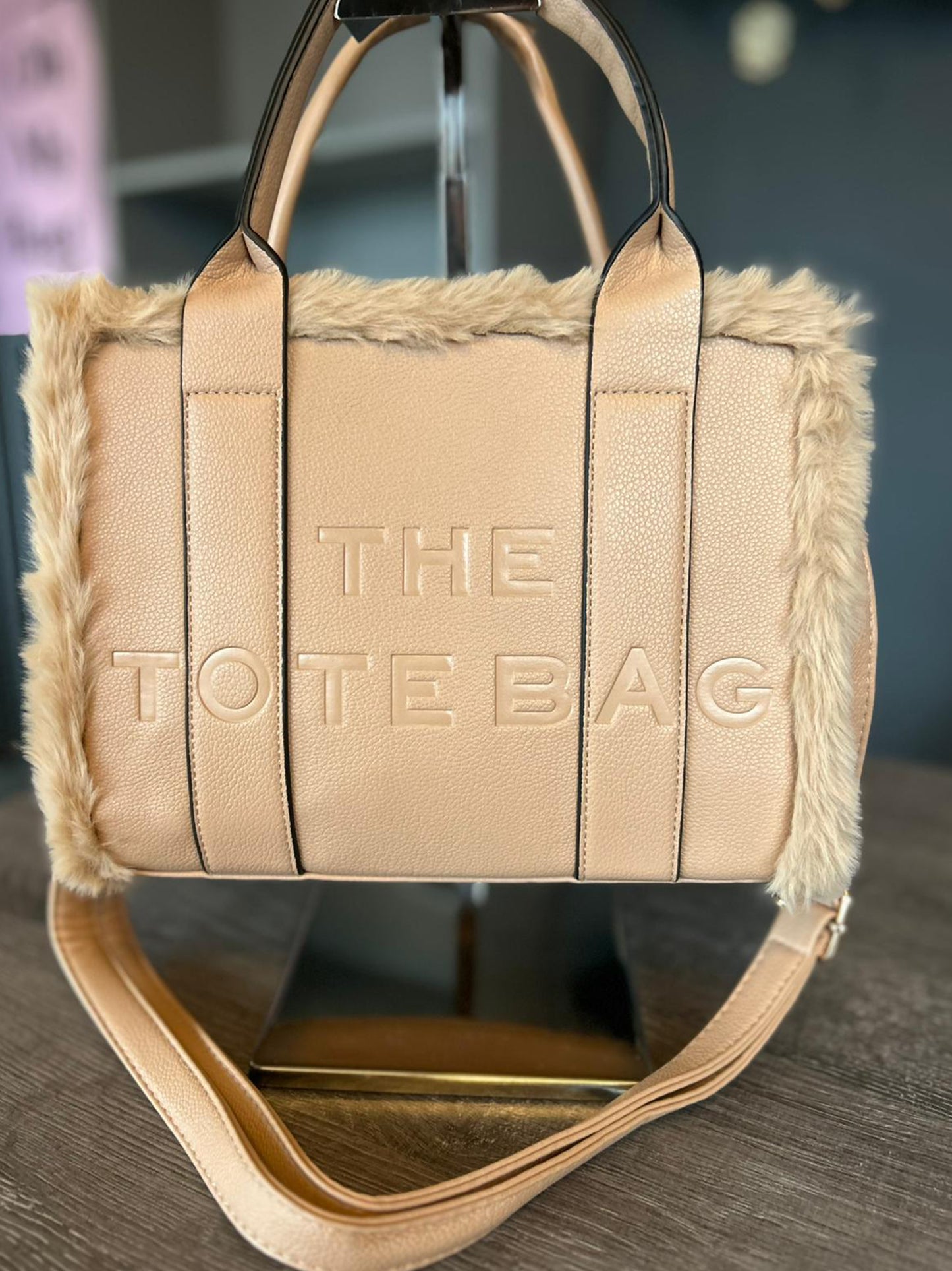 Frankie - Faux Fur Trimmed Tote Bag