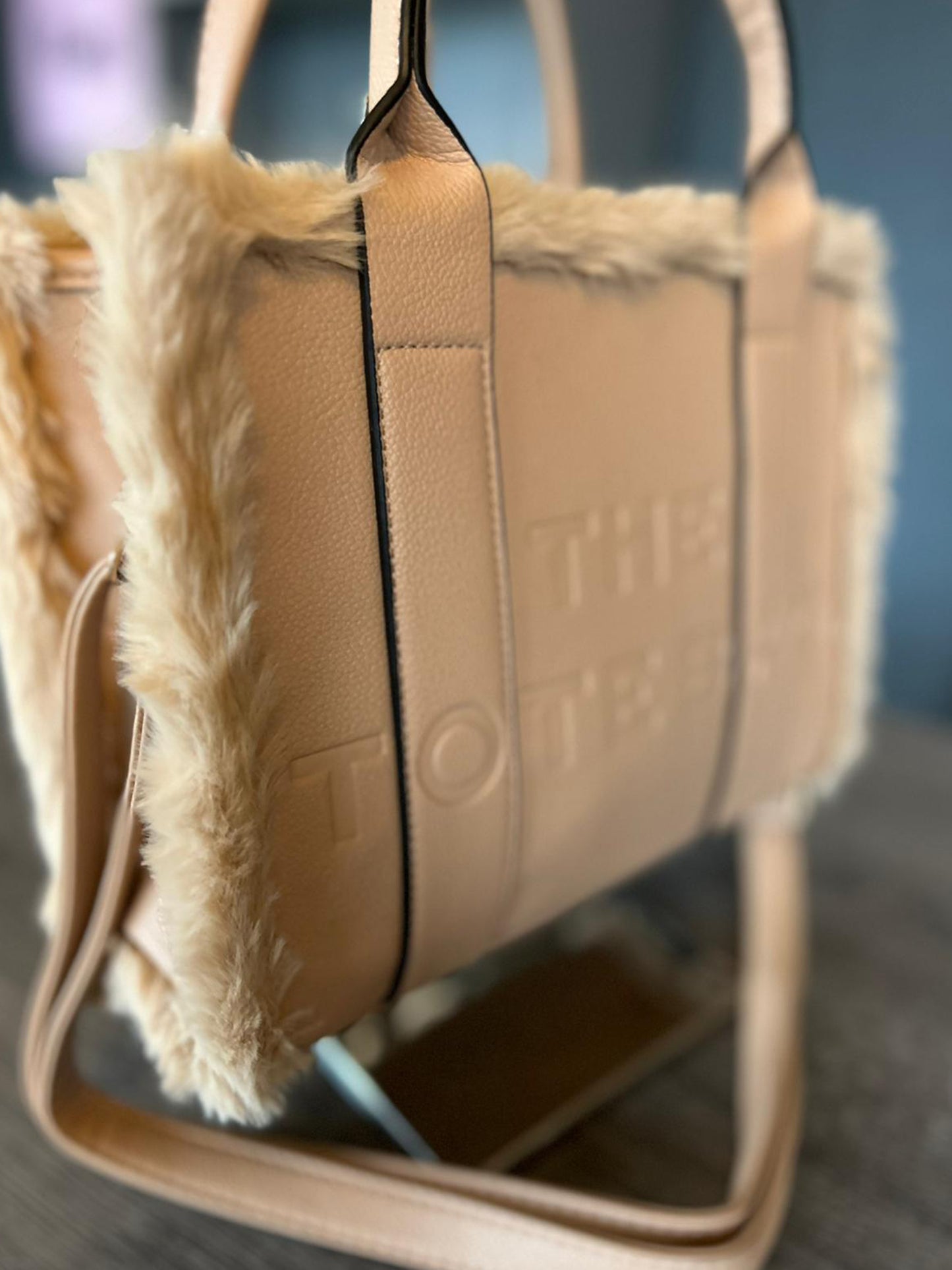 Frankie - Faux Fur Trimmed Tote Bag