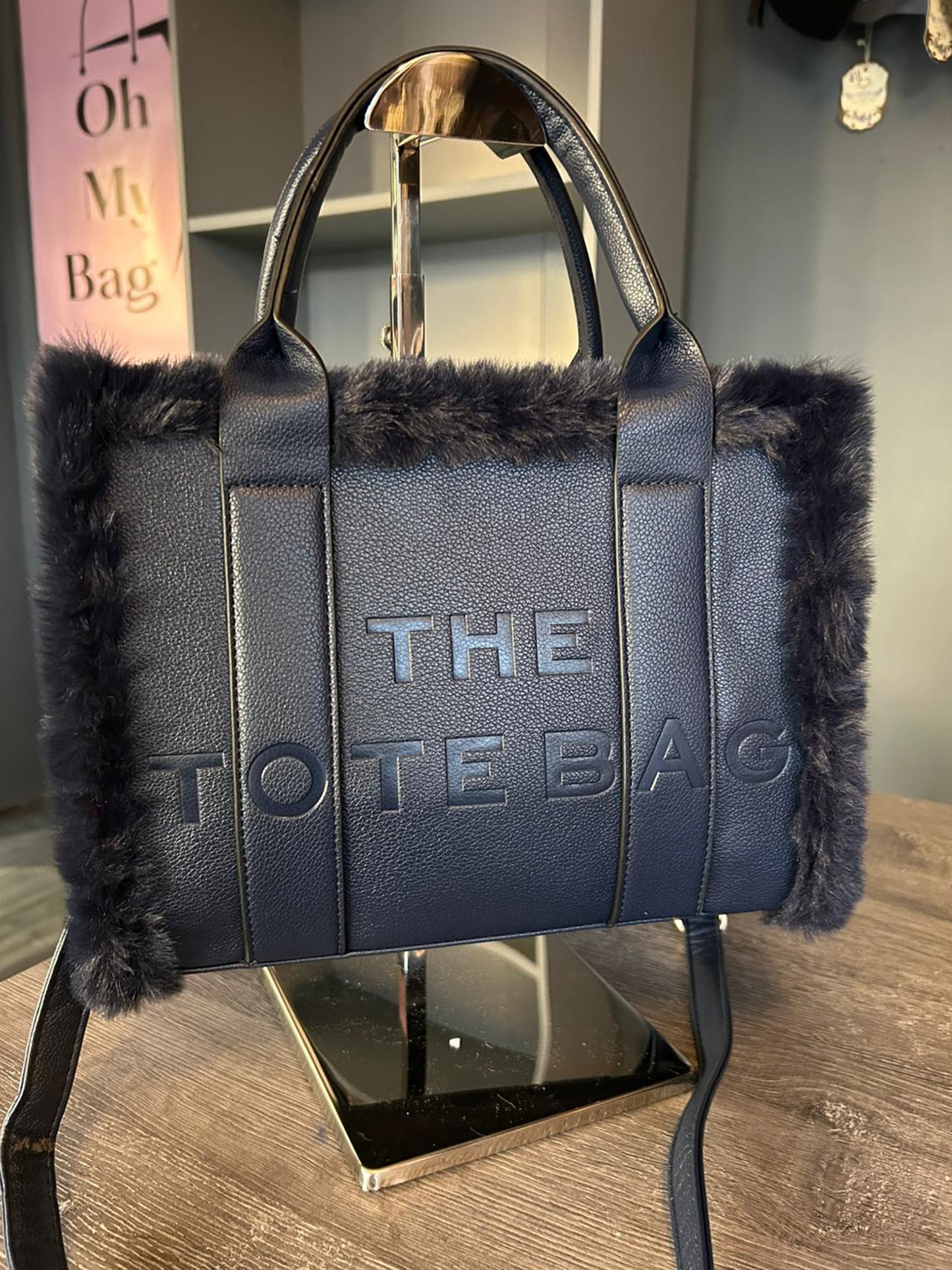 Frankie - Faux Fur Trimmed Tote Bag