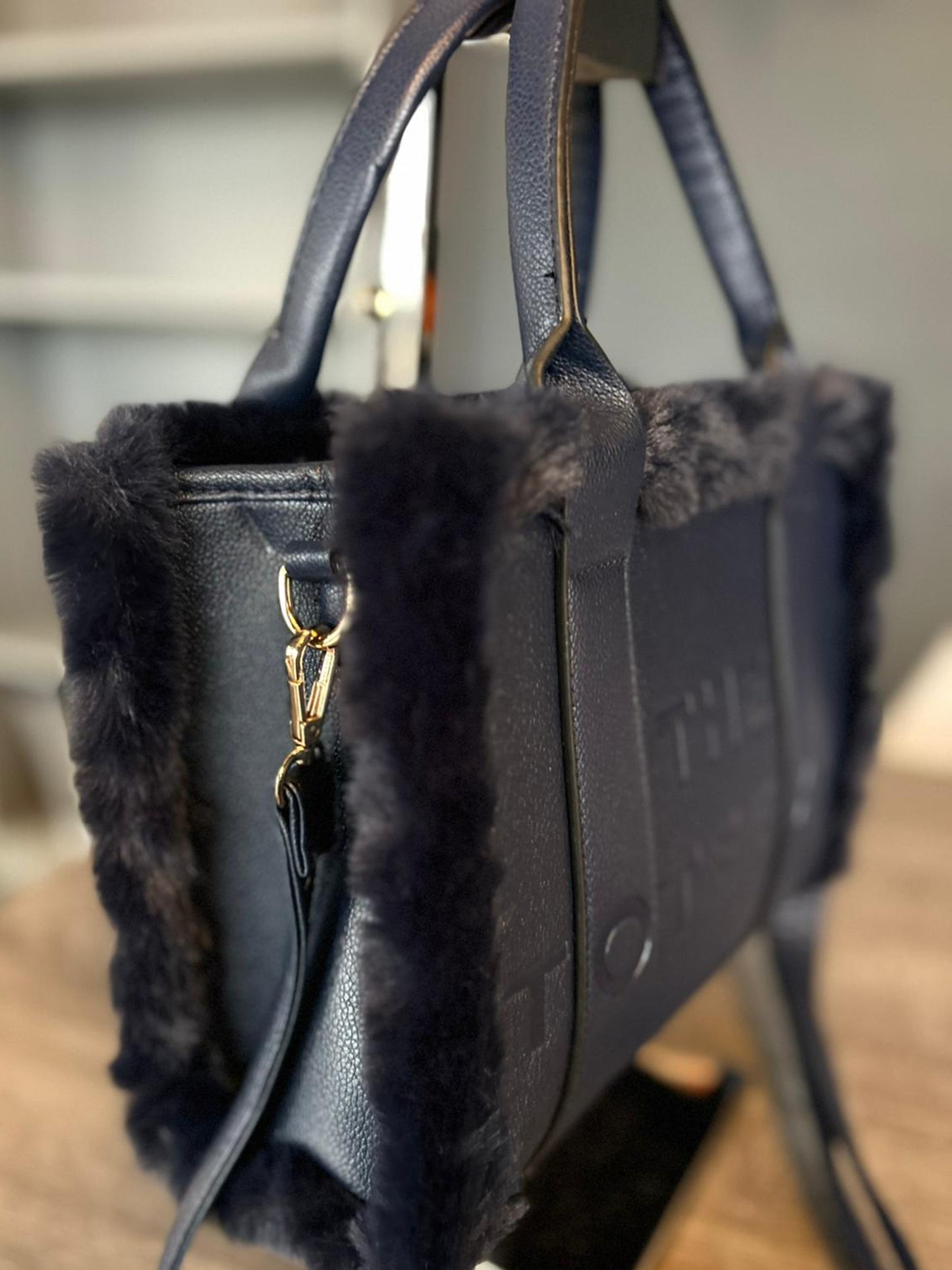 Frankie - Faux Fur Trimmed Tote Bag