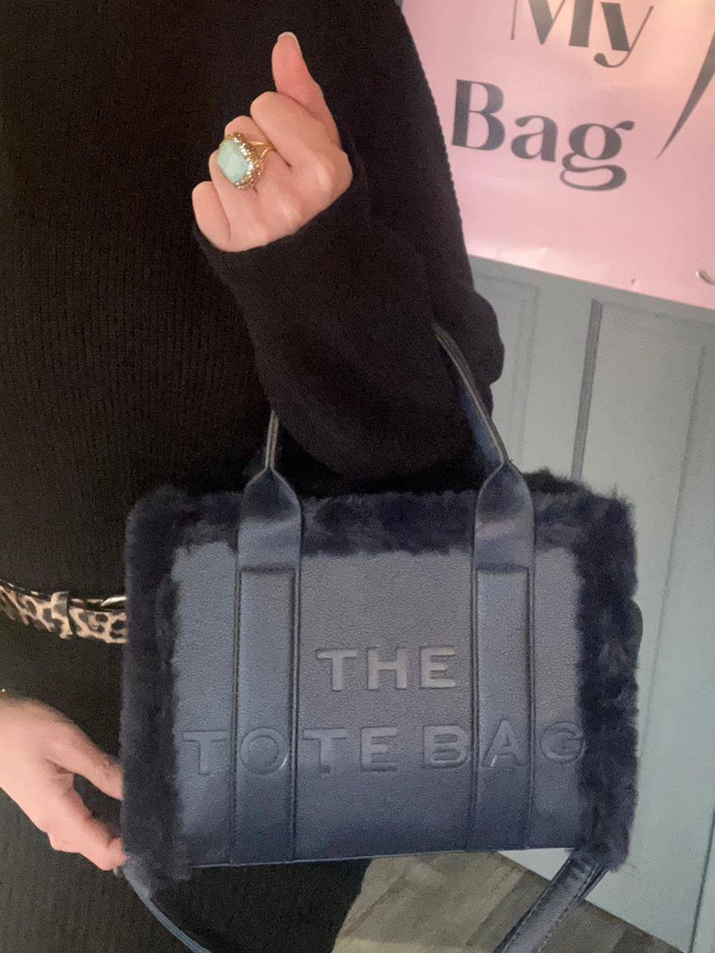 Frankie - Faux Fur Trimmed Tote Bag