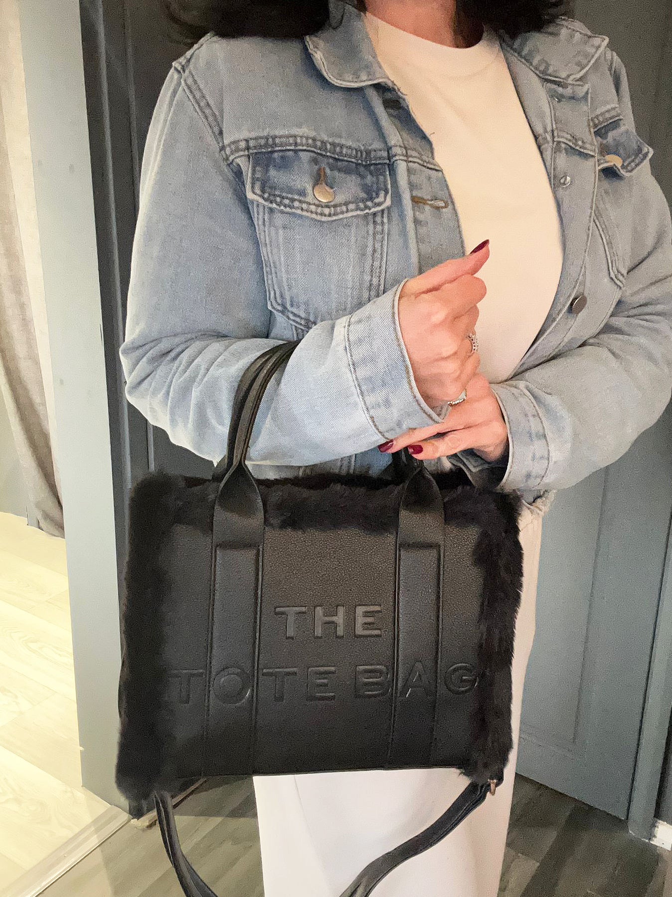 Frankie - Fur trim tote bag