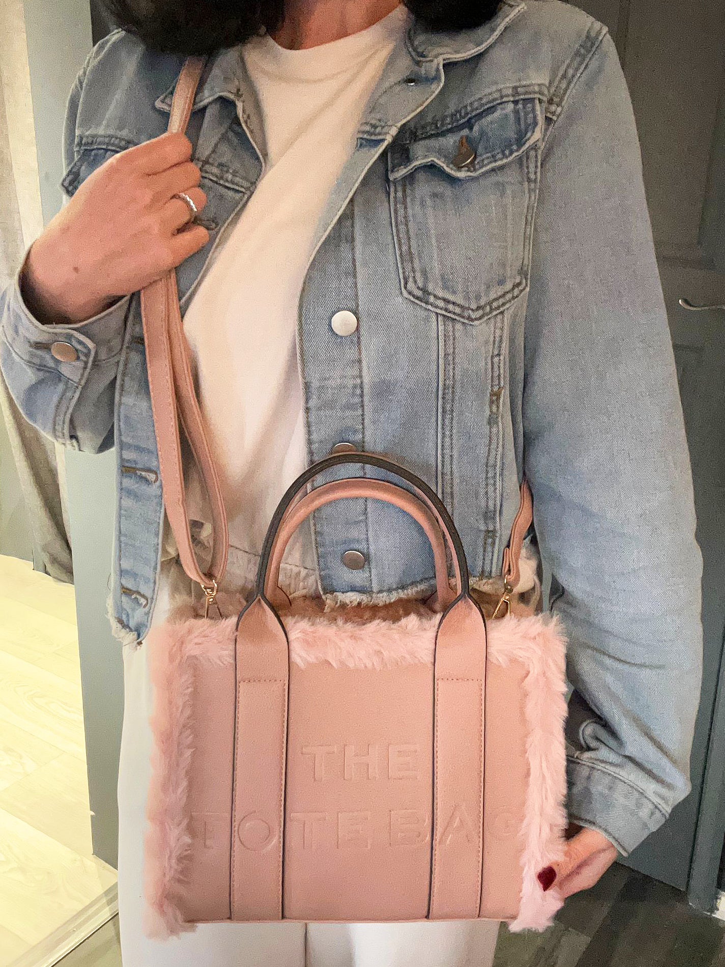 Frankie - Fur trim tote bag