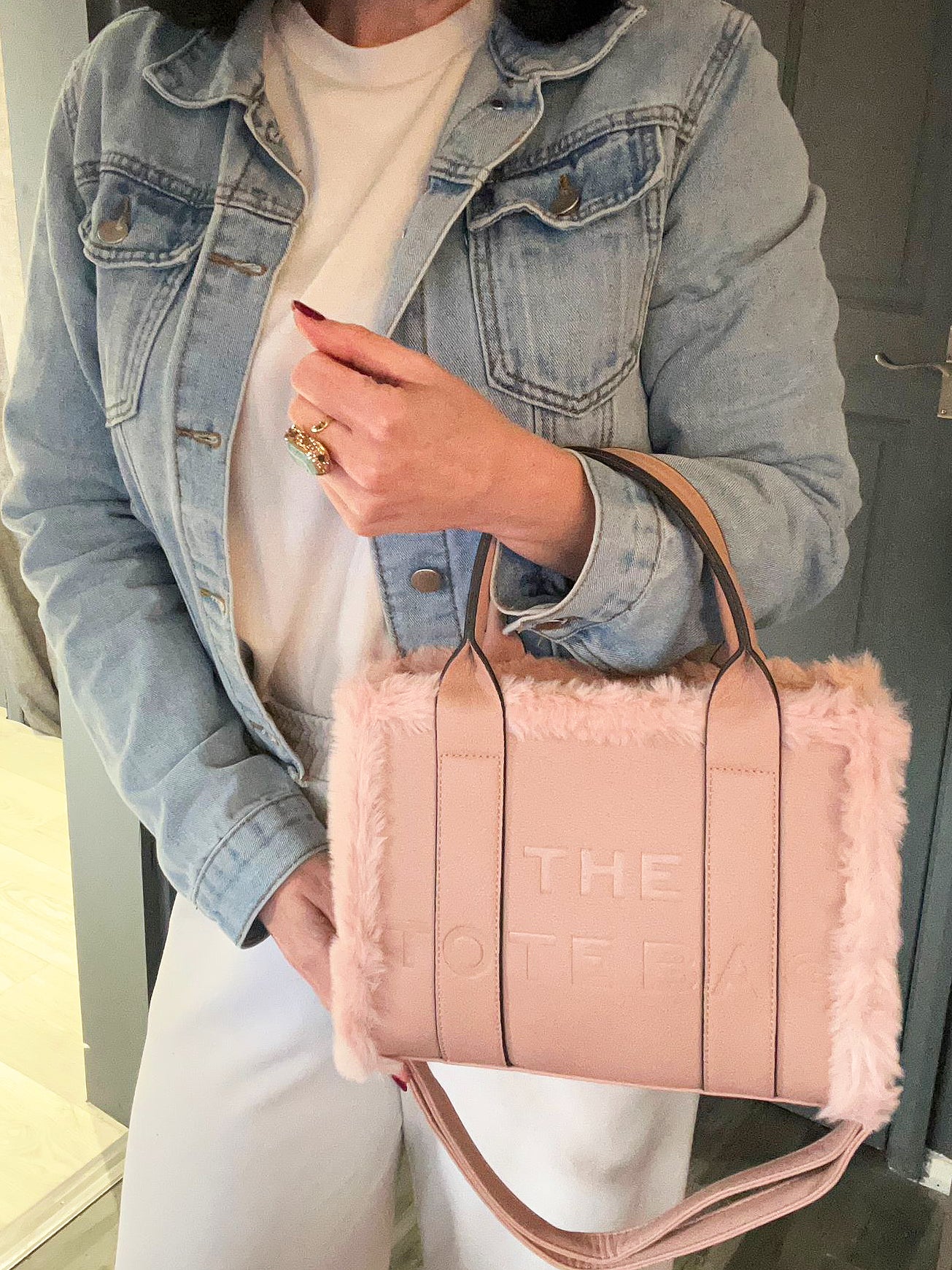 Frankie - Fur trim tote bag