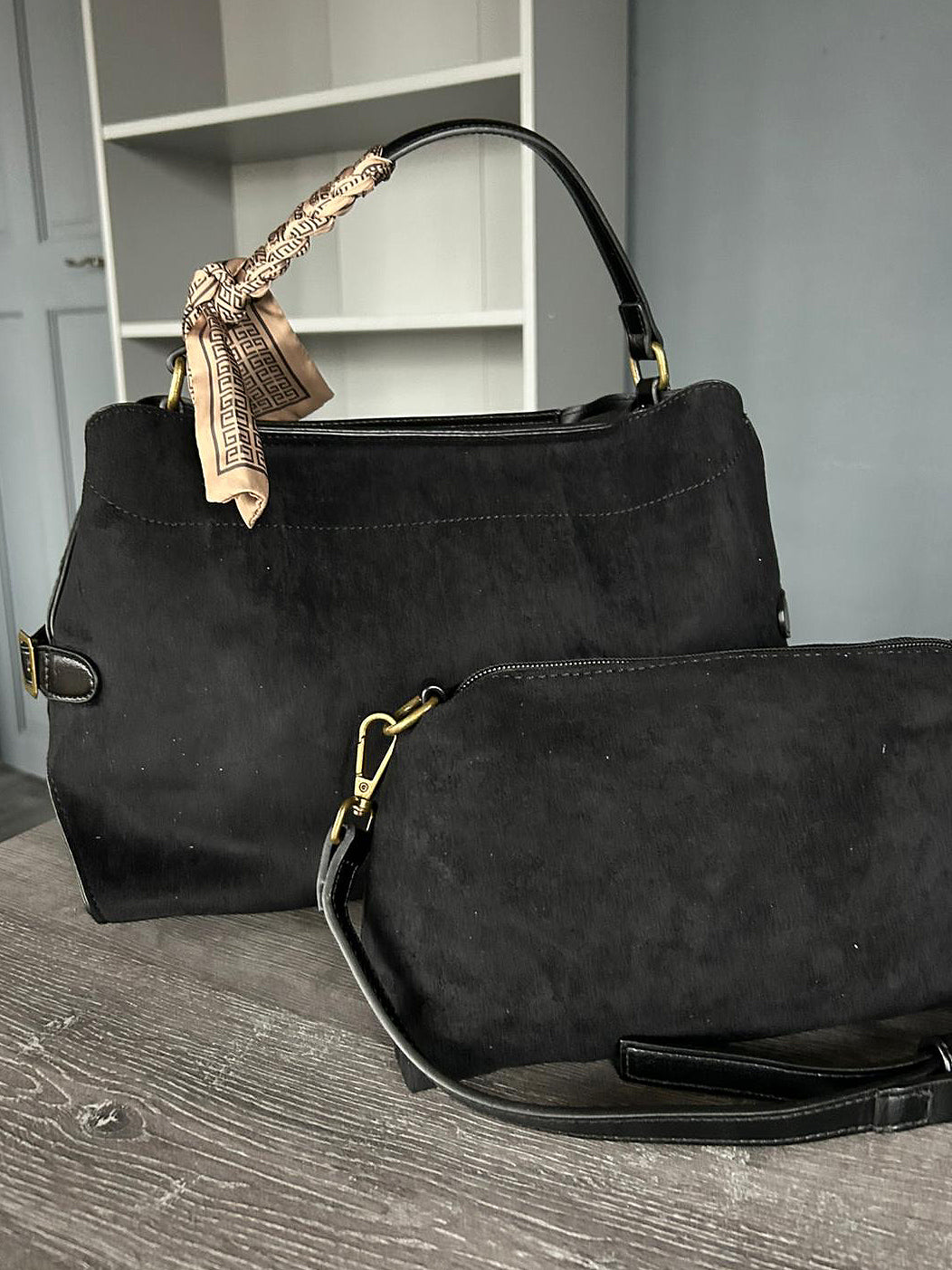 Georgia - Faux suede shoulder / crossbody 2 bag set