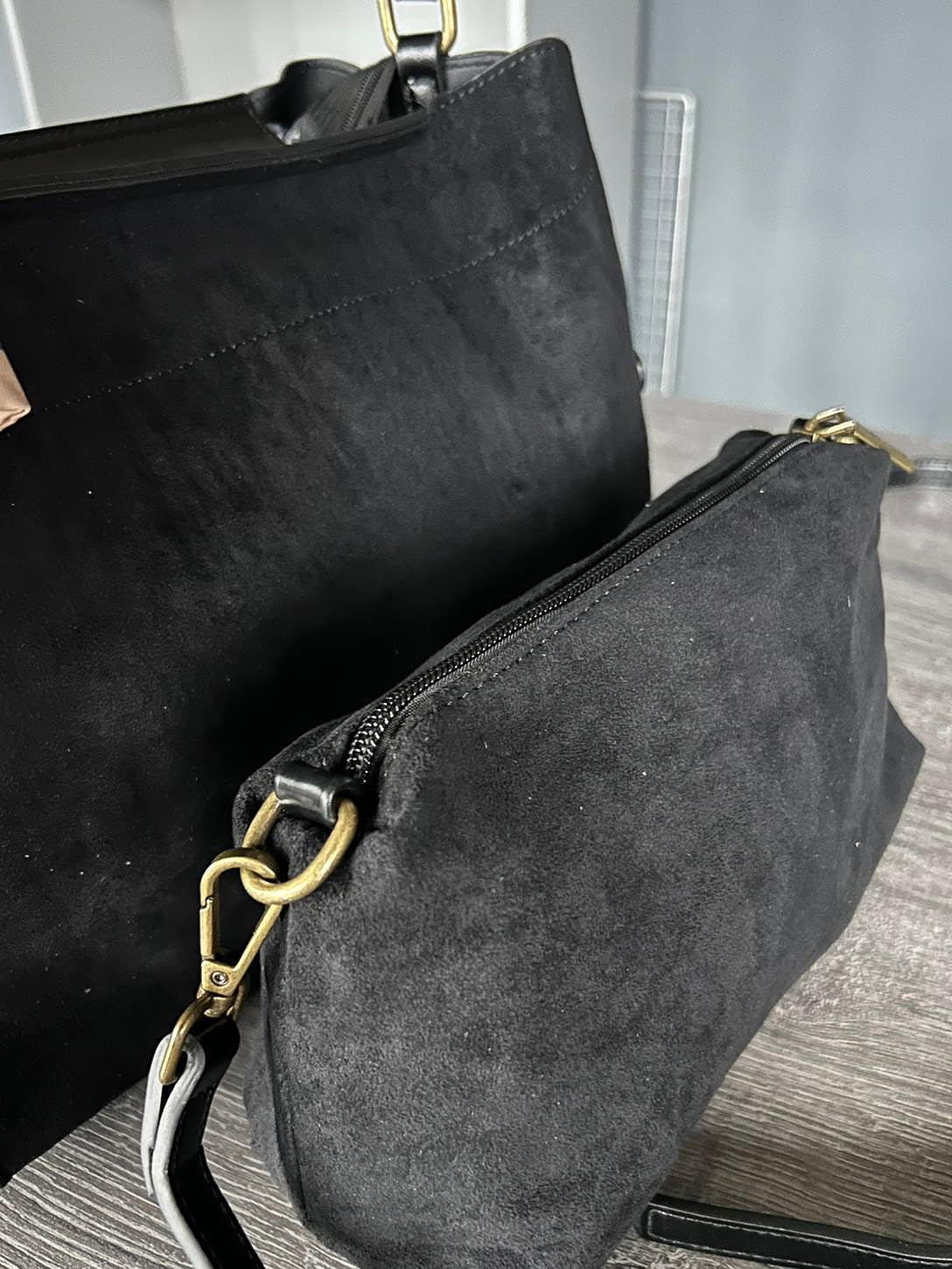 Georgia - Faux suede shoulder / crossbody 2 bag set