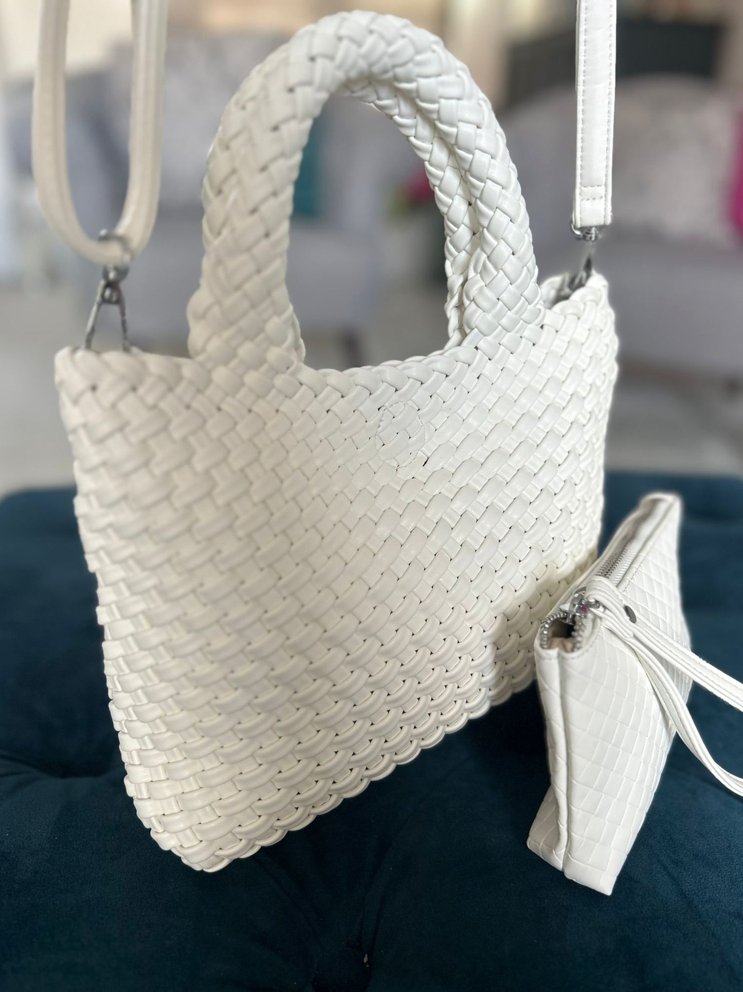 Gia - Woven Grab Handle Bag and Purse Set
