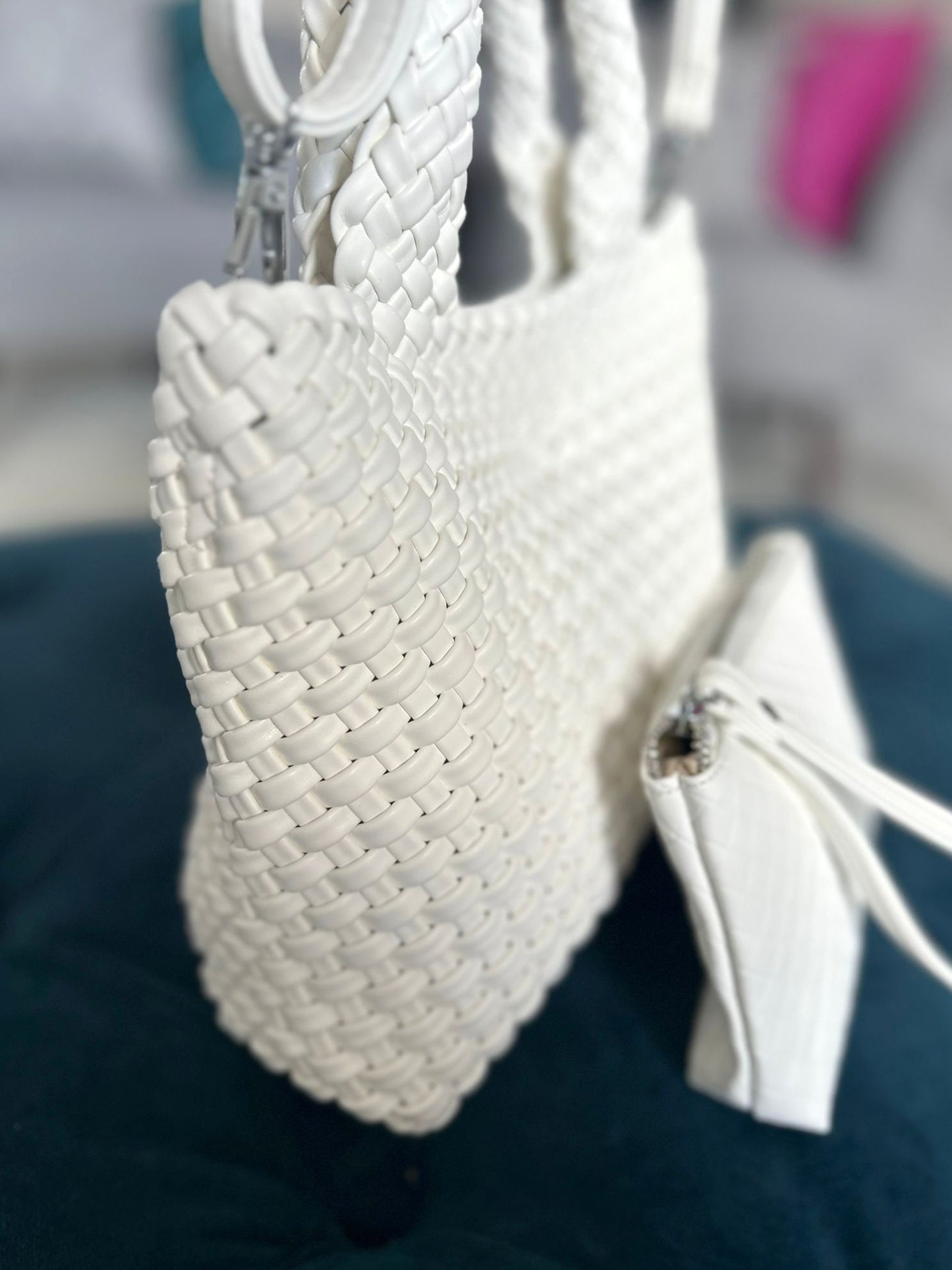 Gia - Woven Grab Handle Bag and Purse Set