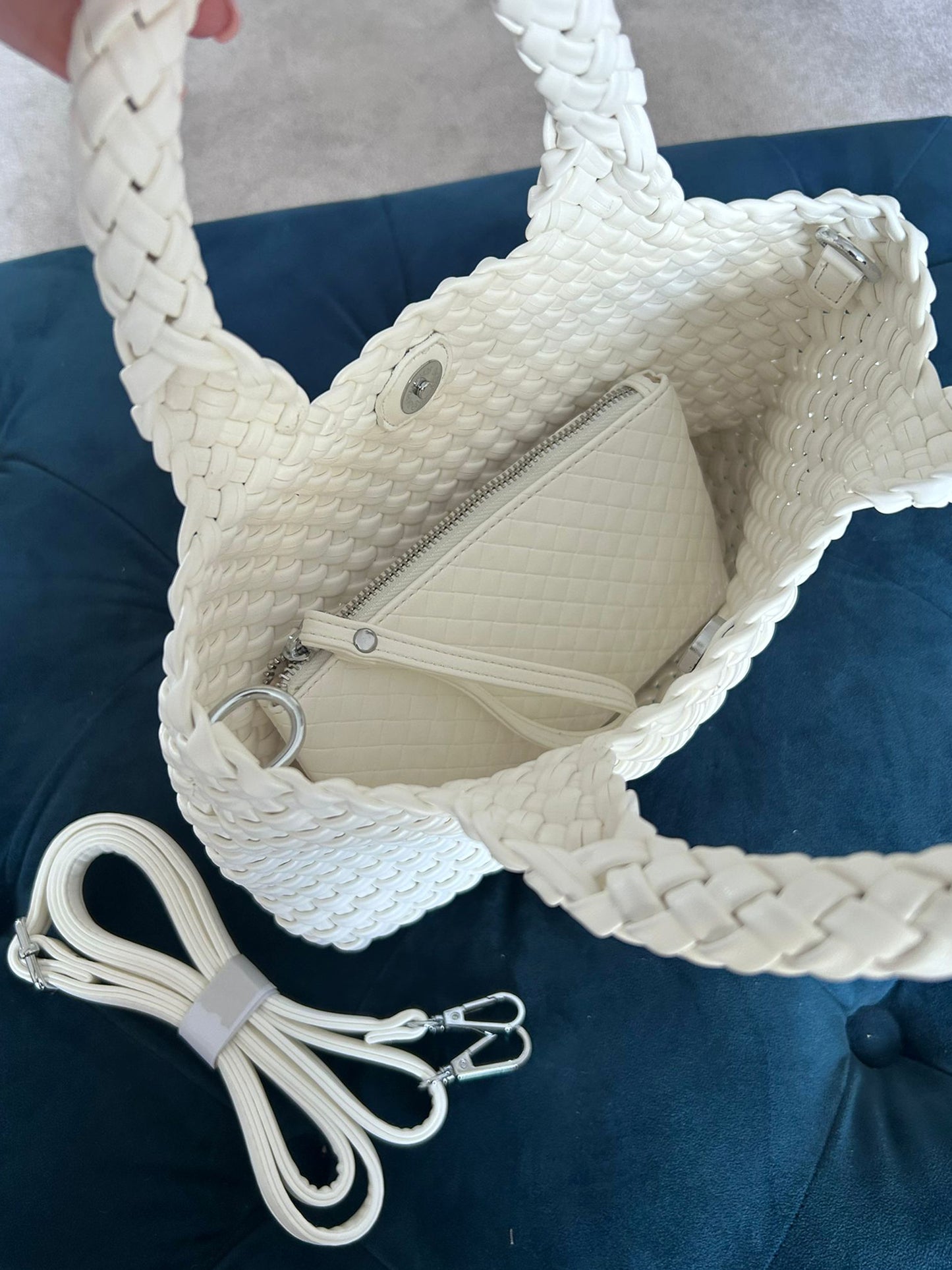 Gia - Woven Grab Handle Bag and Purse Set