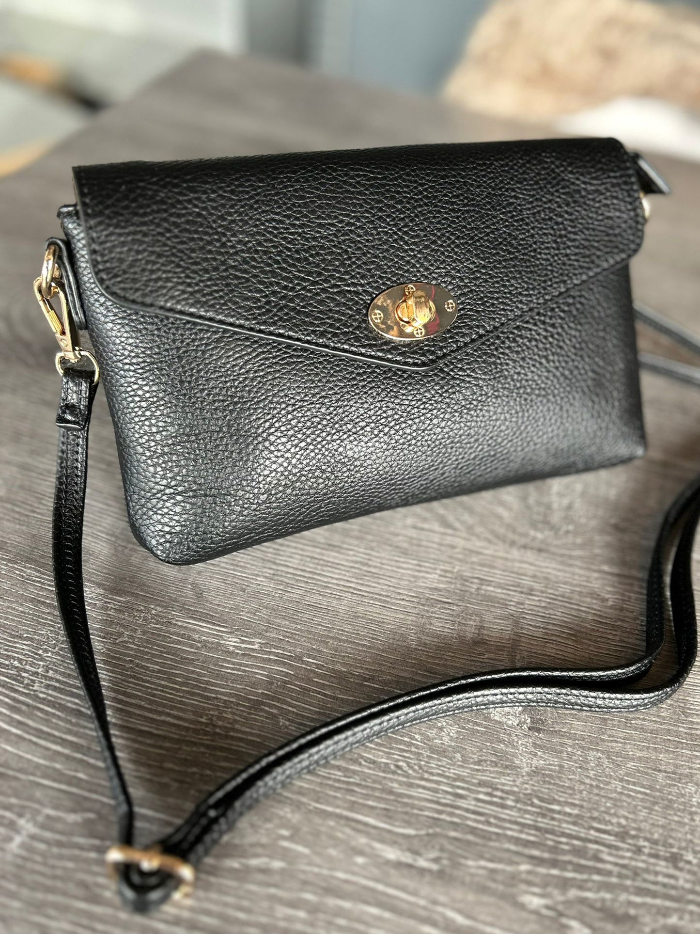 Gina - Faux Leather Slim Clutch / Crossbody Bag