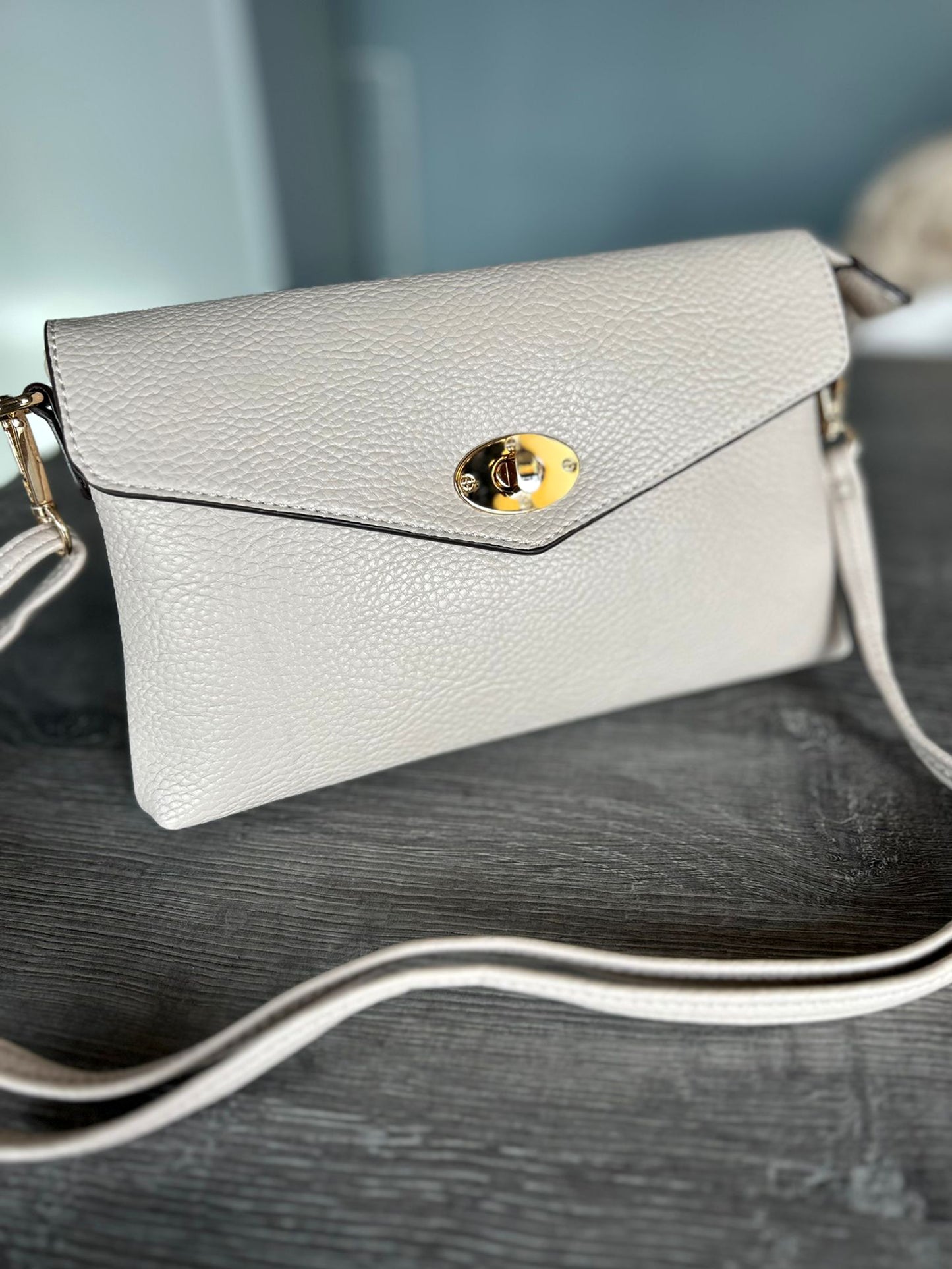 Gina - Faux Leather Slim Clutch / Crossbody Bag