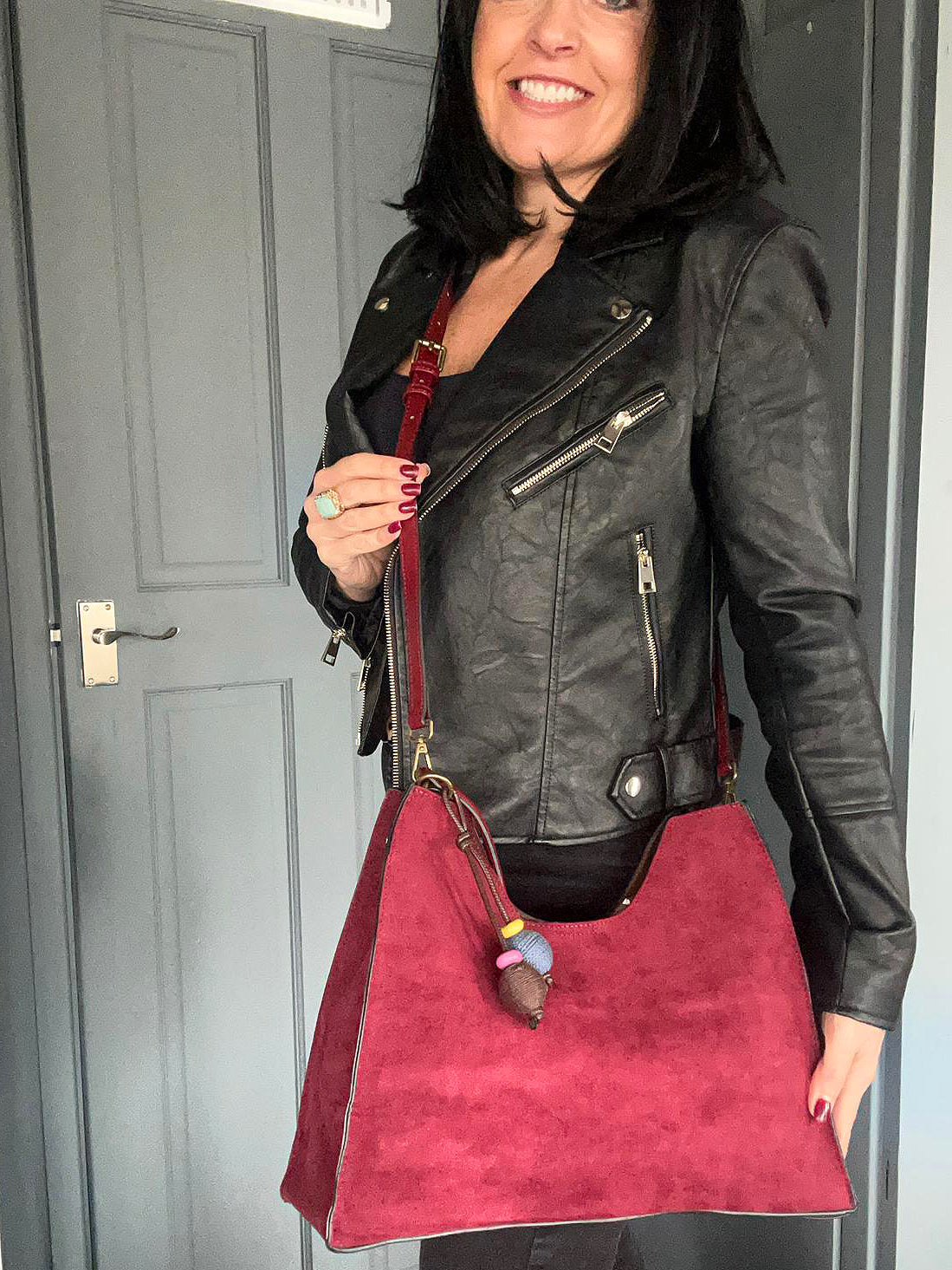 Harriott - wine faux suede 2 bag set