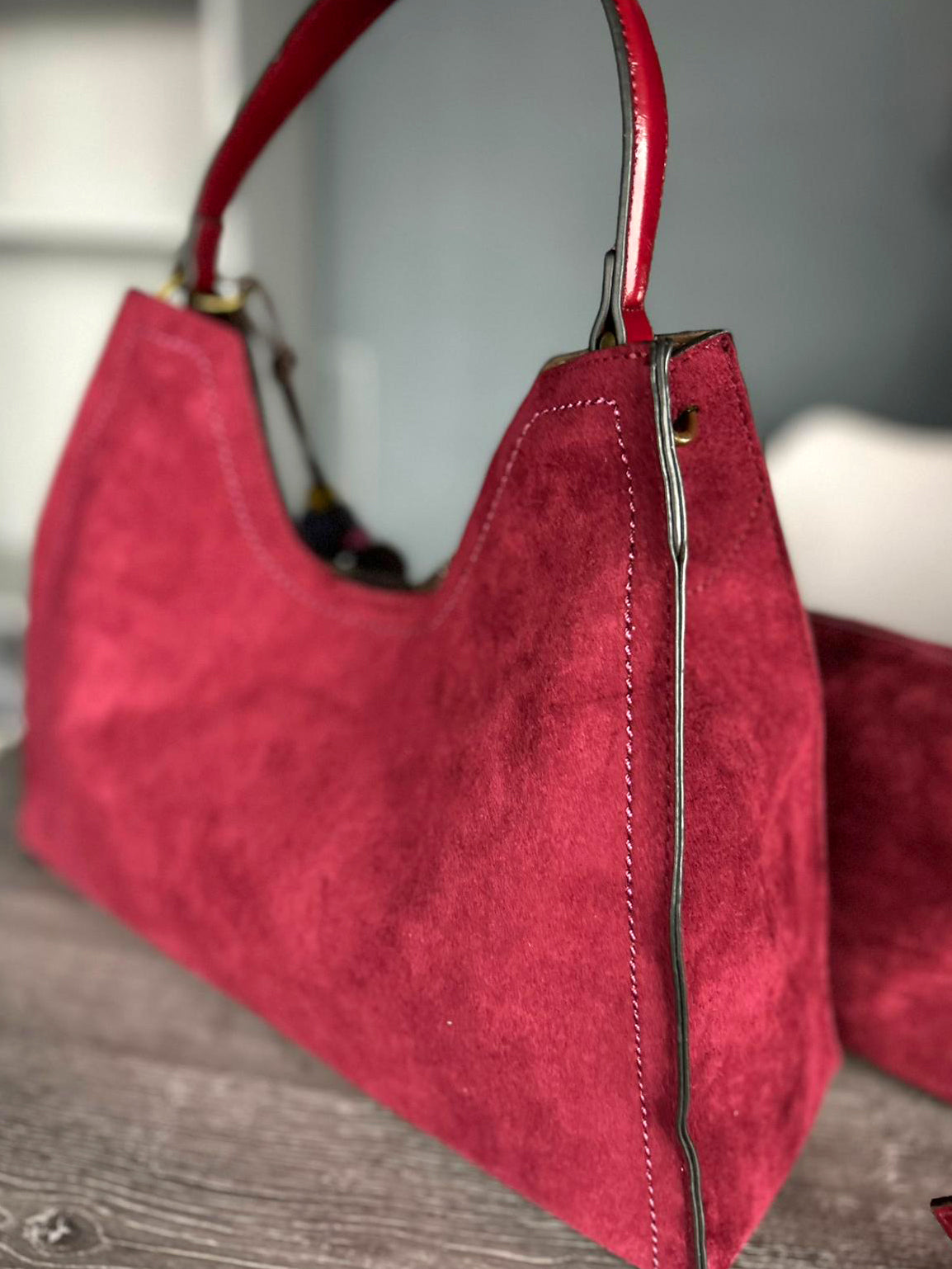 Harriott - wine faux suede 2 bag set