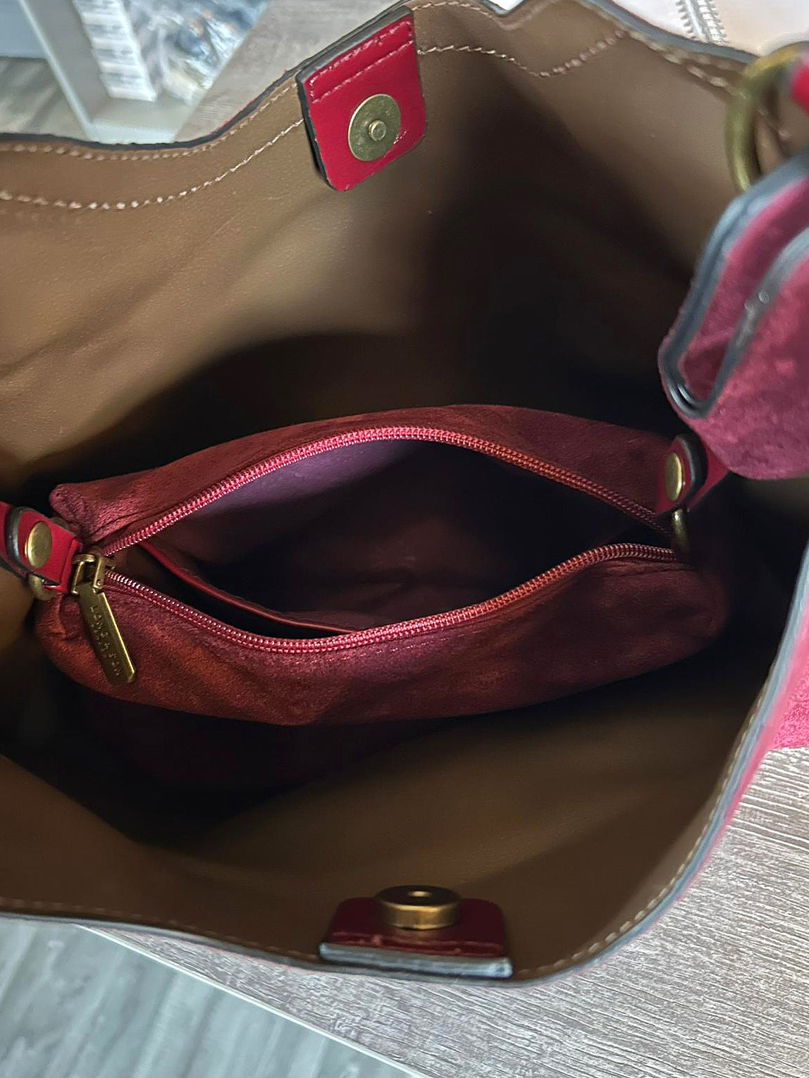 Harriott - wine faux suede 2 bag set