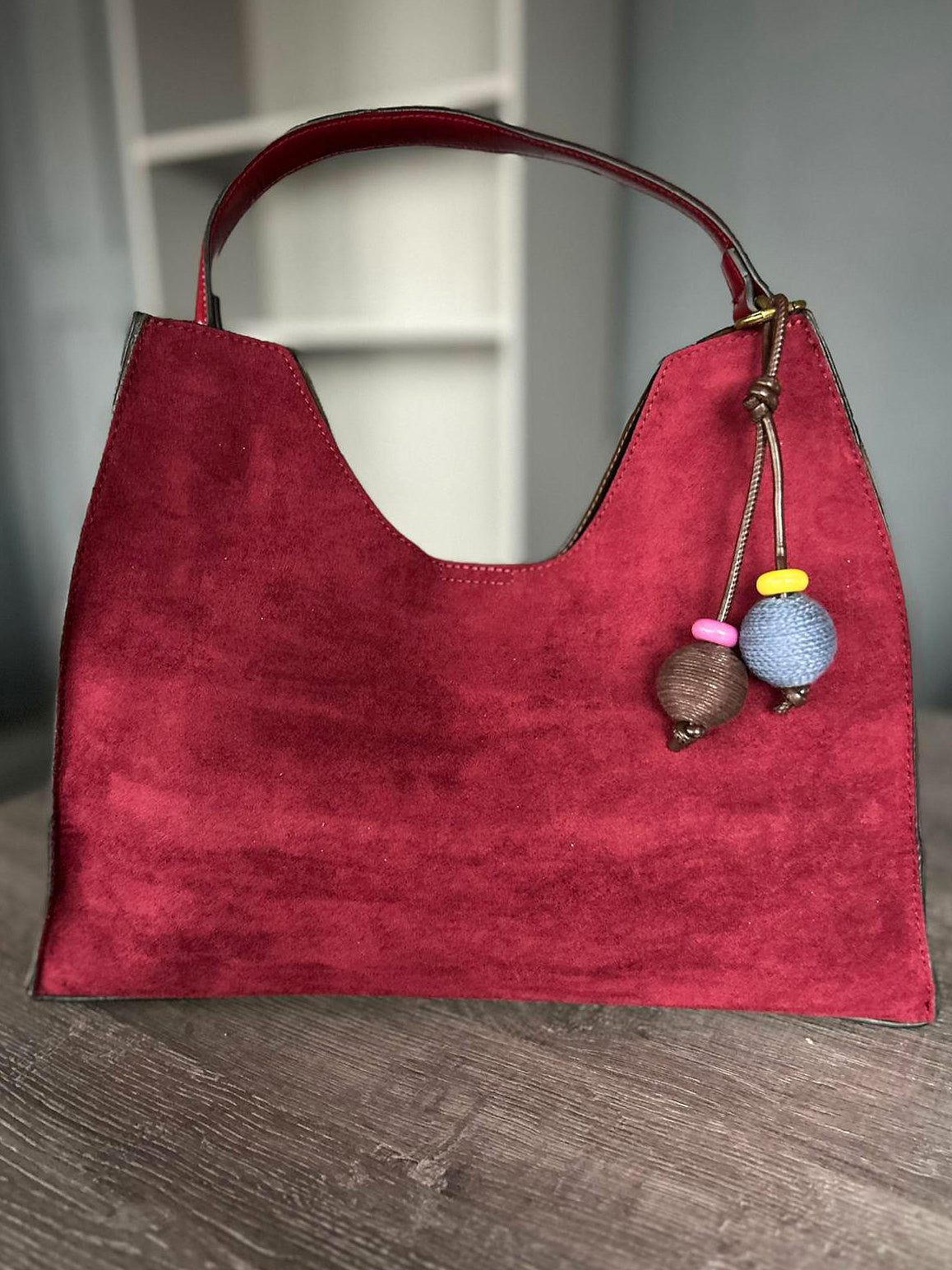 Harriott - wine faux suede 2 bag set