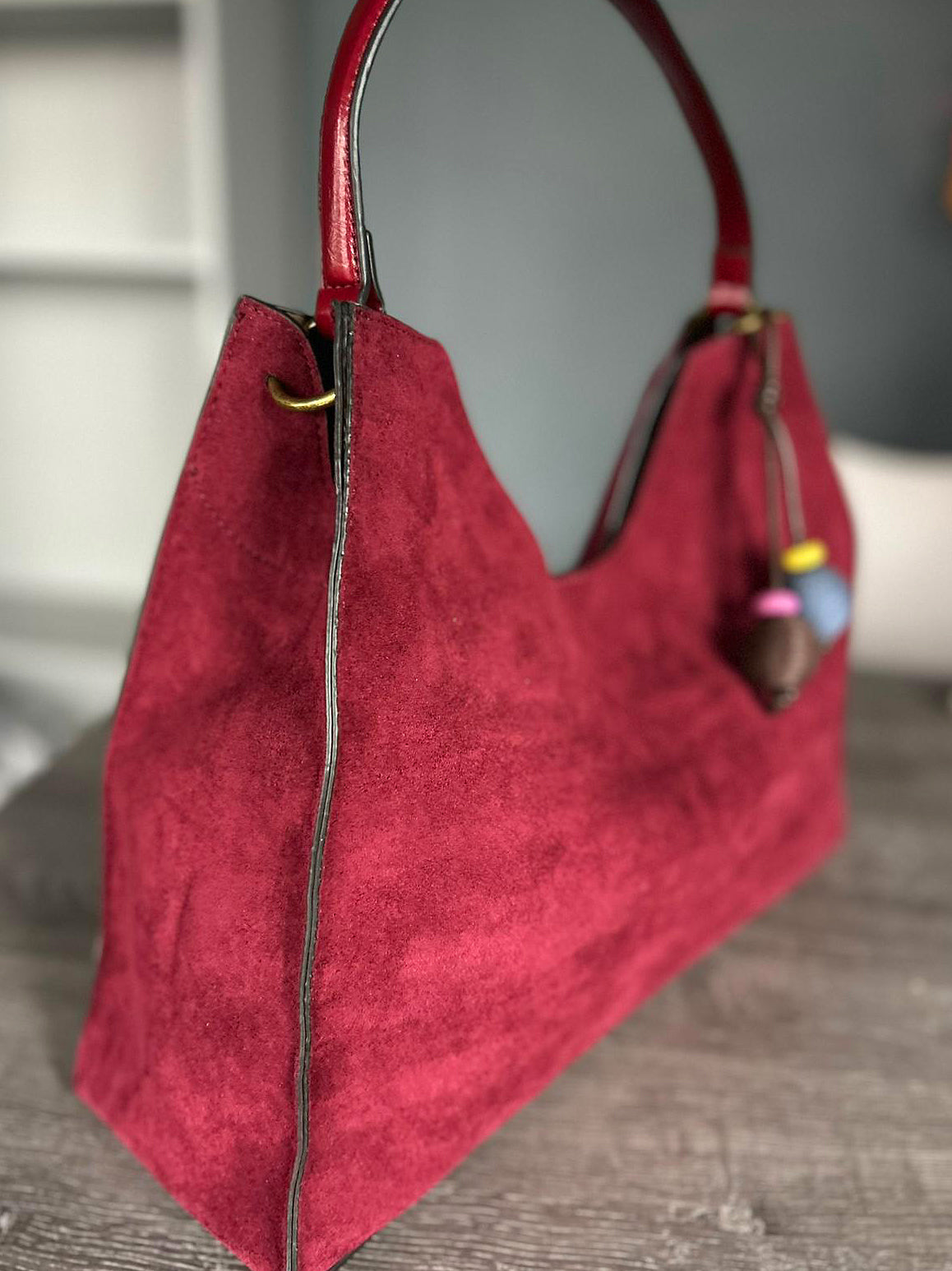Harriott - wine faux suede 2 bag set