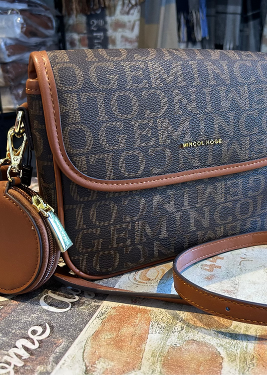 Claire - crossbody printed bag - Brown/Tan