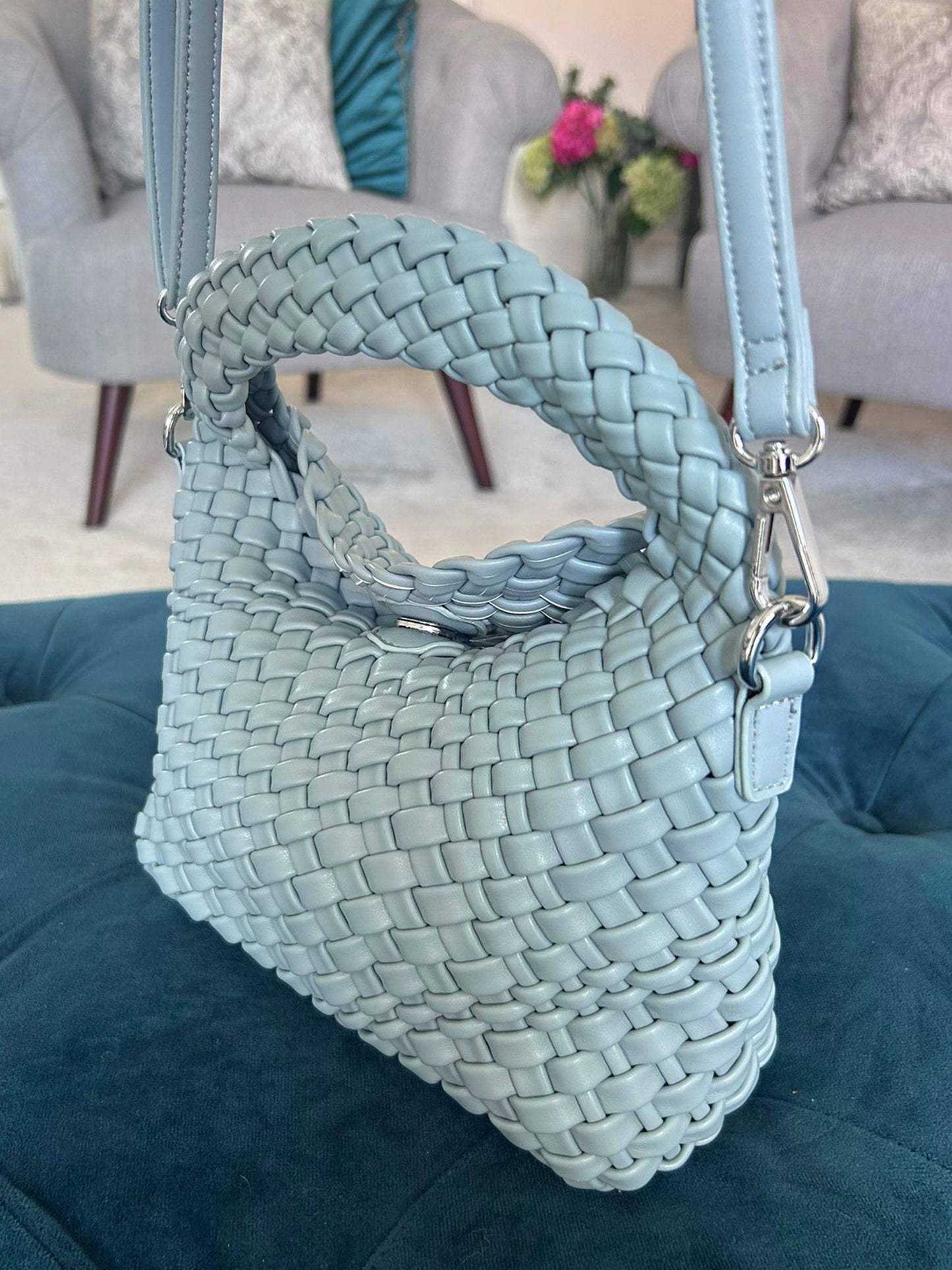 Isla - Faux Leather Small Soft Woven Bag