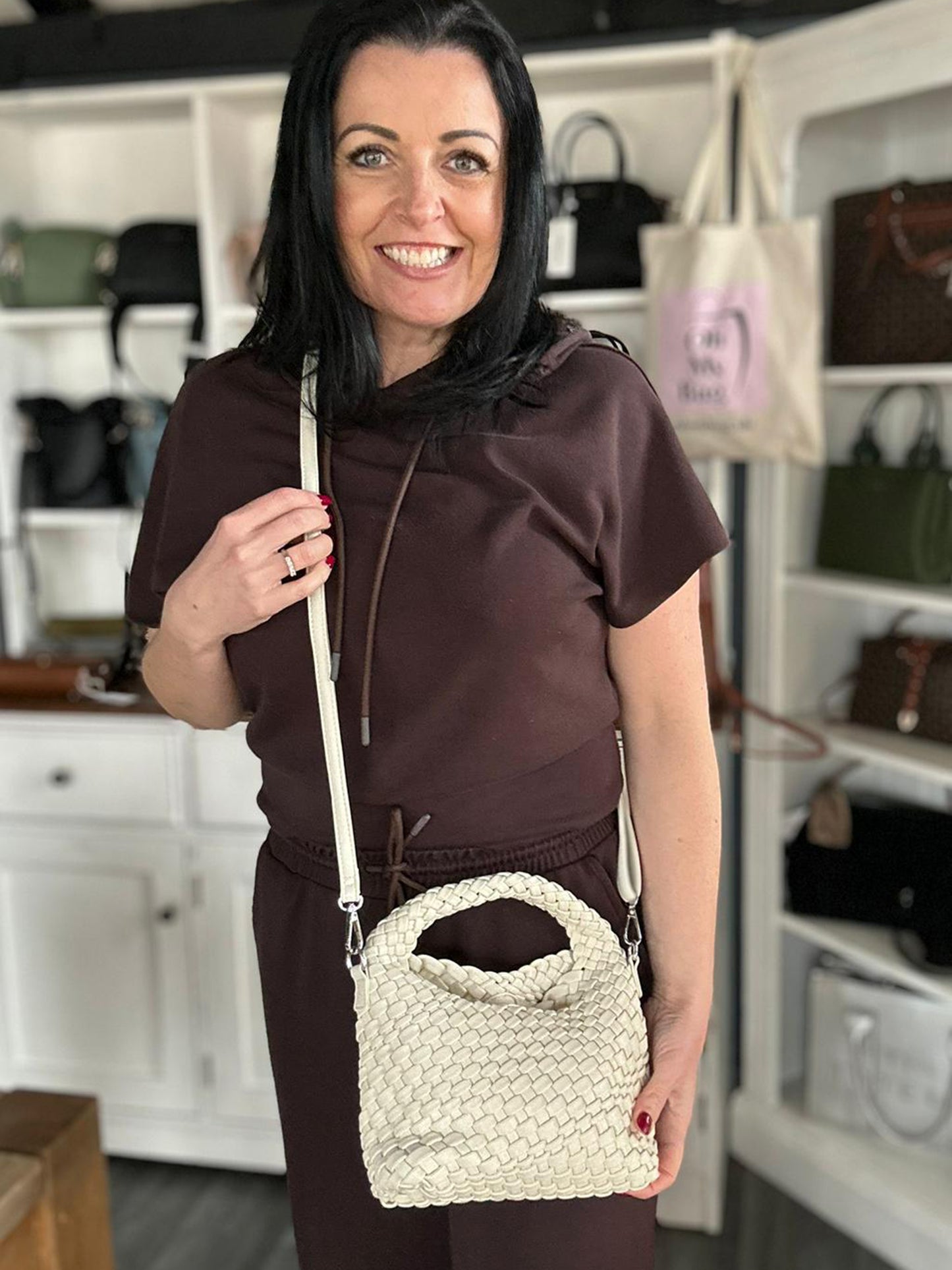 Isla - Faux Leather Small Soft Woven Bag