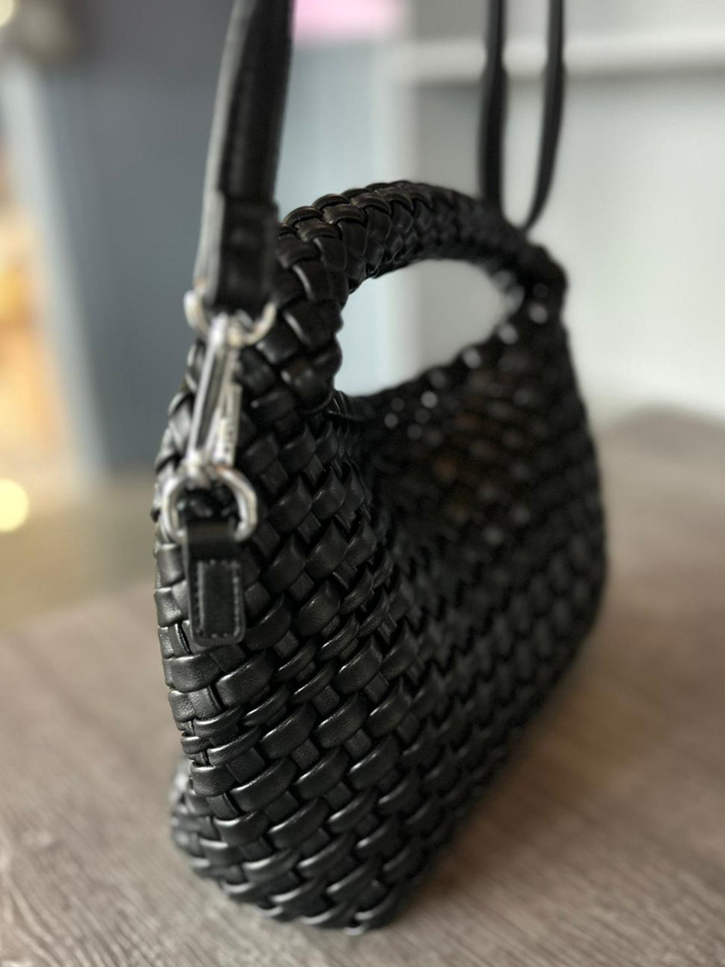 Isla - Faux Leather Small Soft Woven Bag